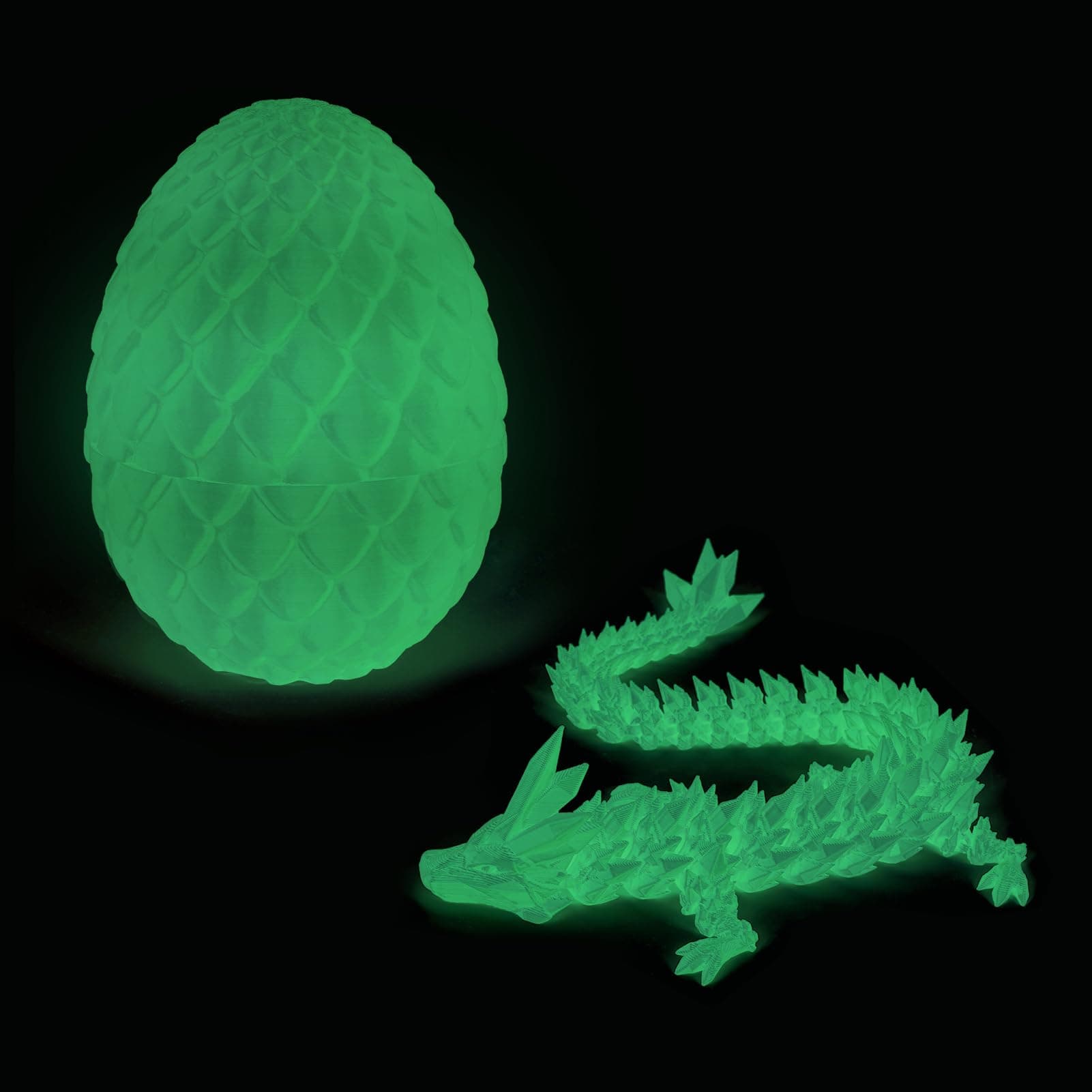 3D Printed Dragon Eggs with Dragon Inside, Fully Articulated Crystal Dragon, Small Mystery Dragon Egg Fidget Toy Surprise, Mini Pye Dragon Egg (A-Luminous)