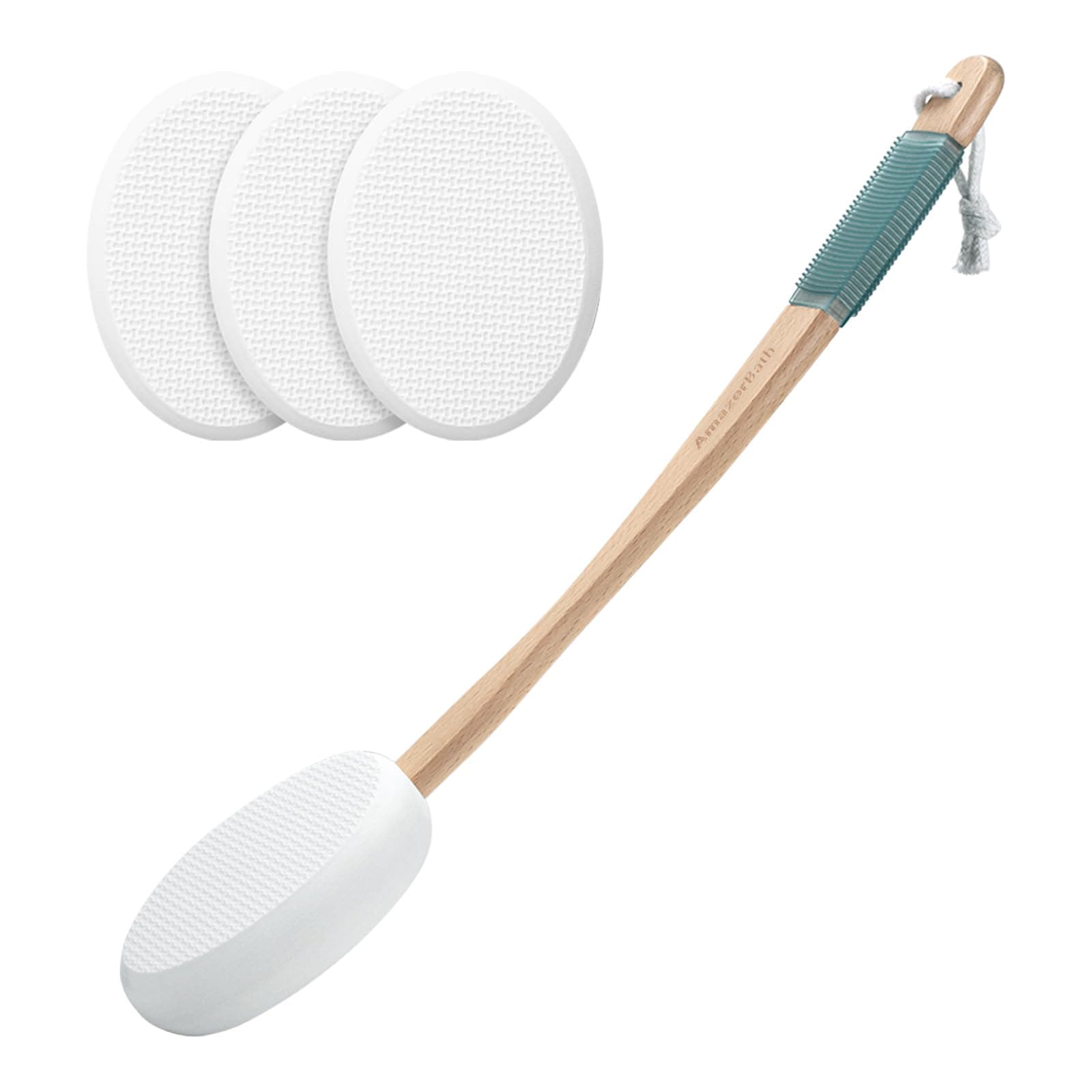AmazerBath Lotion Applicator for Back, Device to Apply Lotion to your Back with Long Handled, 17 Inches Back Moisturizer Applicator with 4 Replaceable Pads for Women Men