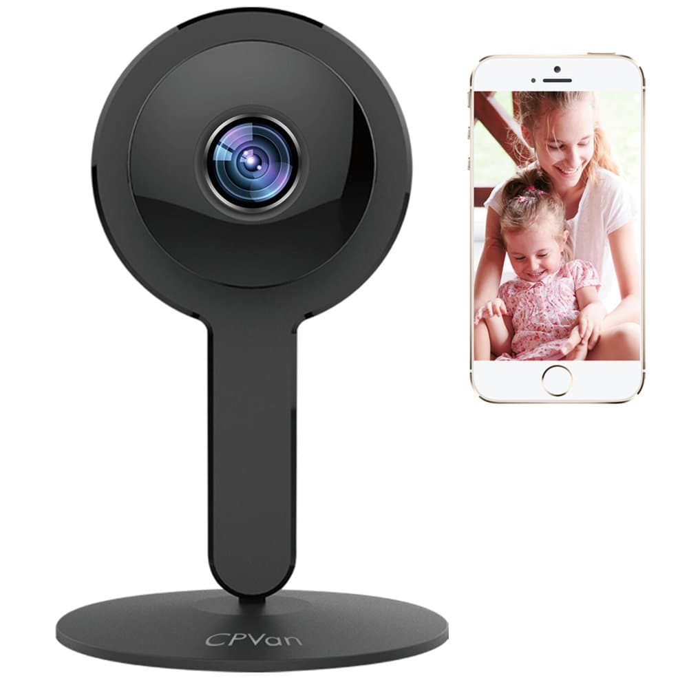 CPVAN 1080P Home Security Camera, Indoor 2.4G WiFi Wireless Security Surveillance Camera System, Night Vision-Two Way Audio-Motion Detection for Home/Office/Baby/Pet Monitor with iOS Android App Black