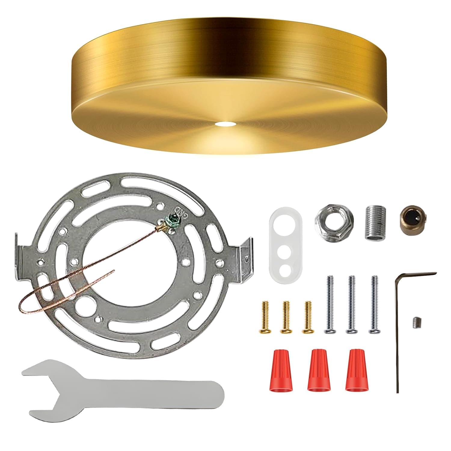 Lighting 4.7 Inches Brass Ceiling Light Canopy Kit, Vintage Chandelier Plate Cover, Light Fixture Mounting Hardware for Hanging Lamp Fixture