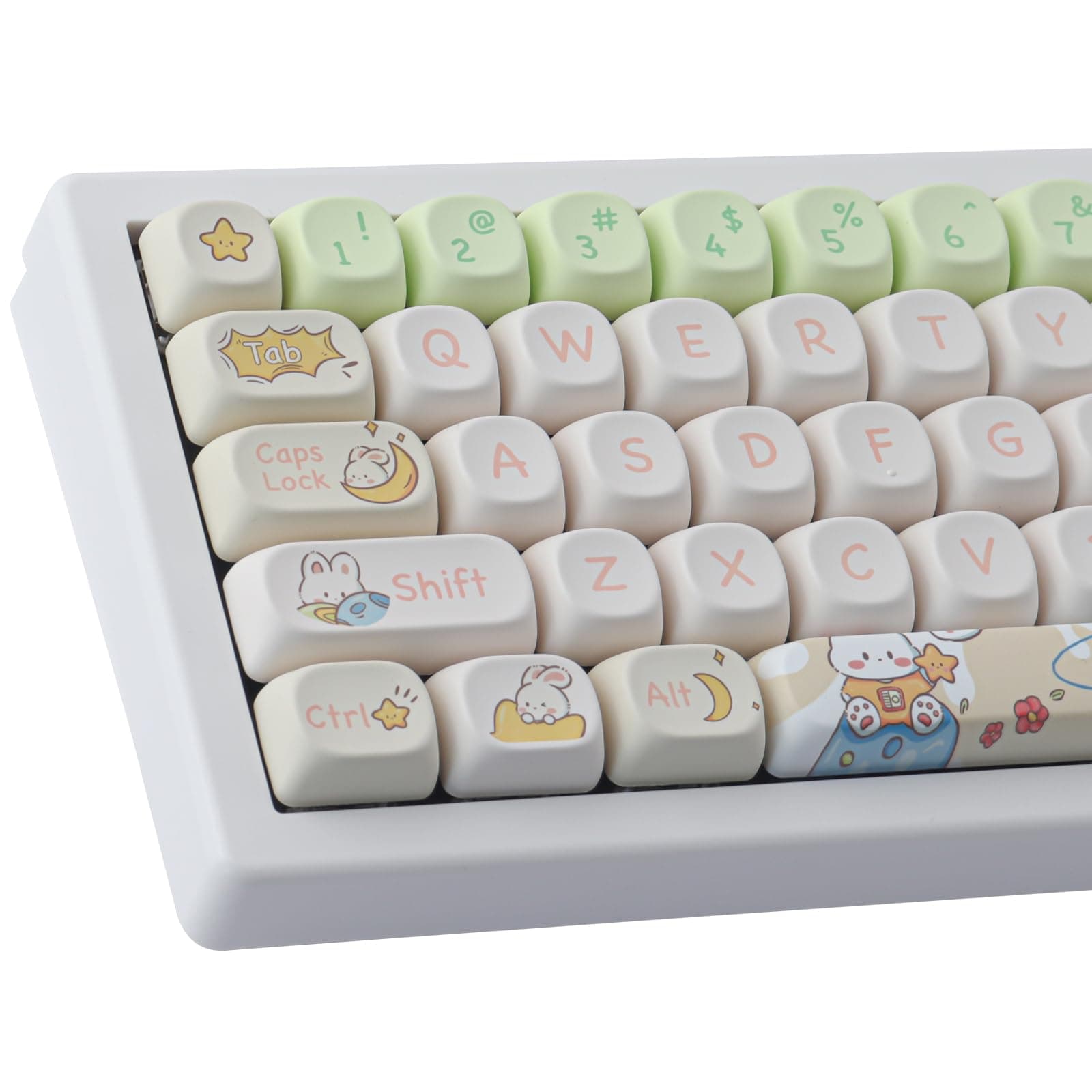 Keycap 143 Keys PBT Custom Keycaps Rabbit Cute Keycaps Set MOA Profile Keycap for Cherry Gateron MX Swithes Mechanical Keyboards, for Mac Windows PC Keyboard