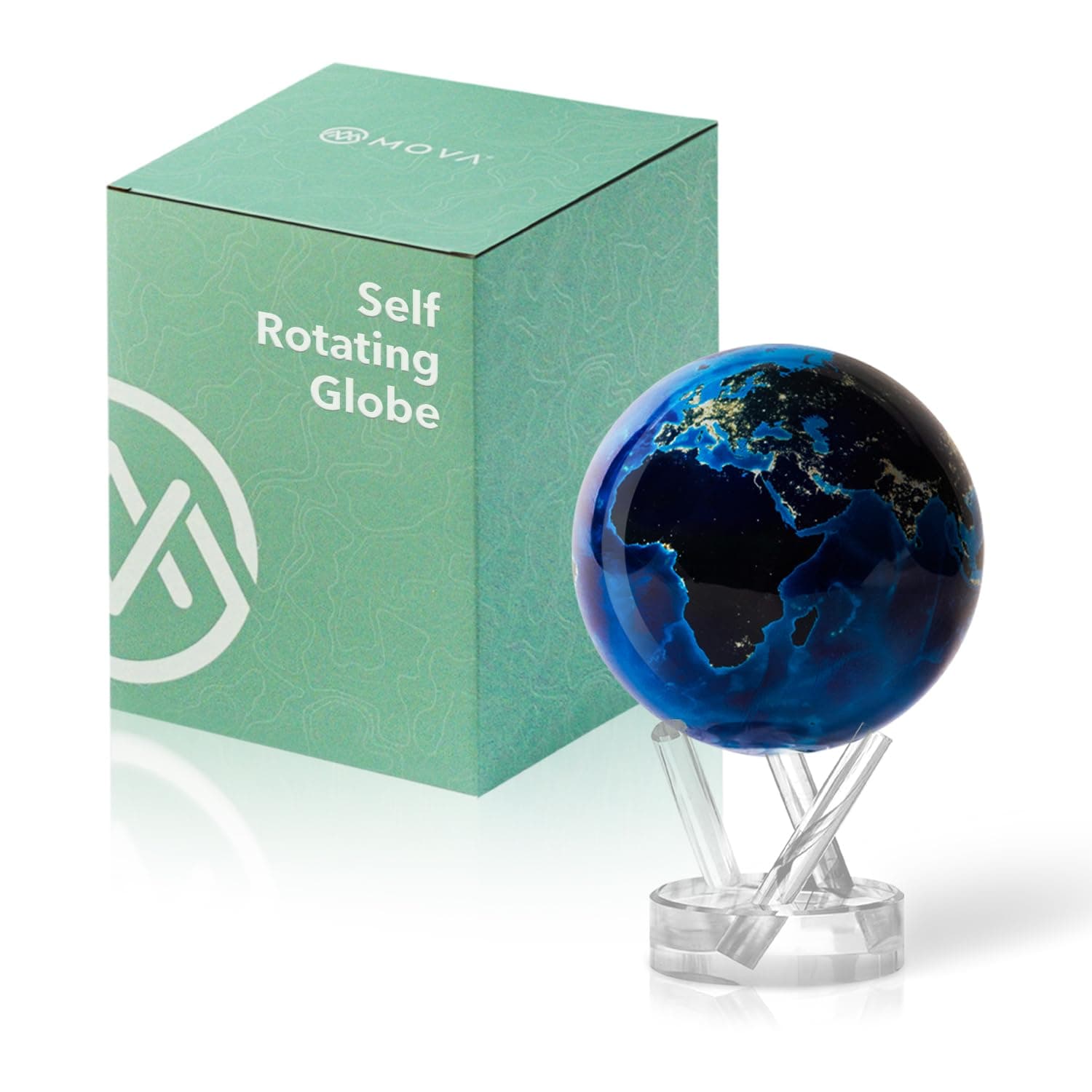Globe Earth at Night 4.5" with Base, Solar Powered Rotating Globe No Need of Battery or Chord, Unique Gift and Decoration