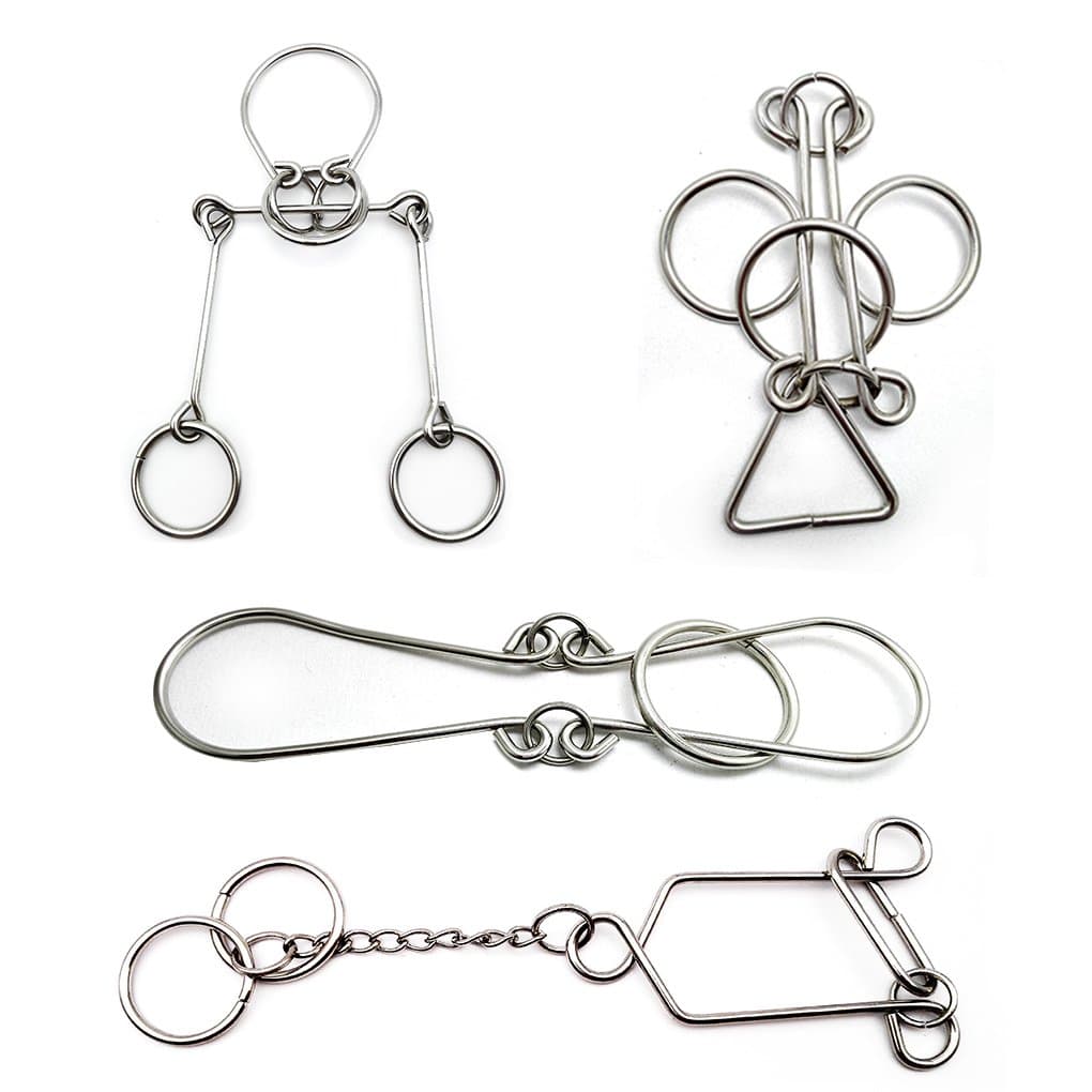 4 Sets Advanced Metal Brain Puzzles Teasers Toys Puzzles Magic Toys for Kids Adults