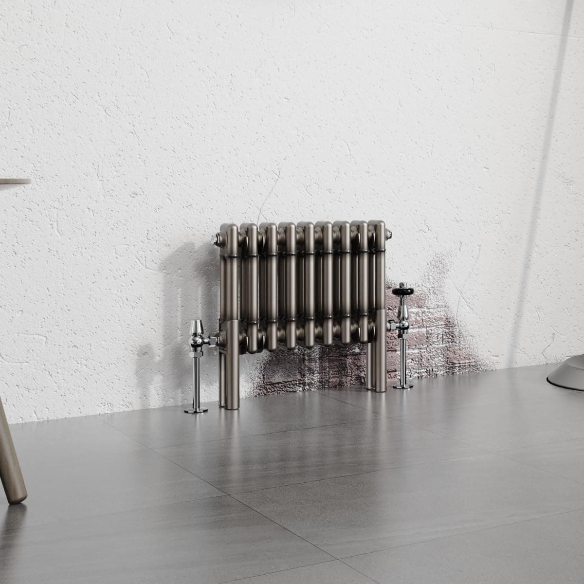 Warmehaus 300x425mm Raw Metal Horizontal Column Radiator Double Traditional Cast Iron Style Bathroom Radiator