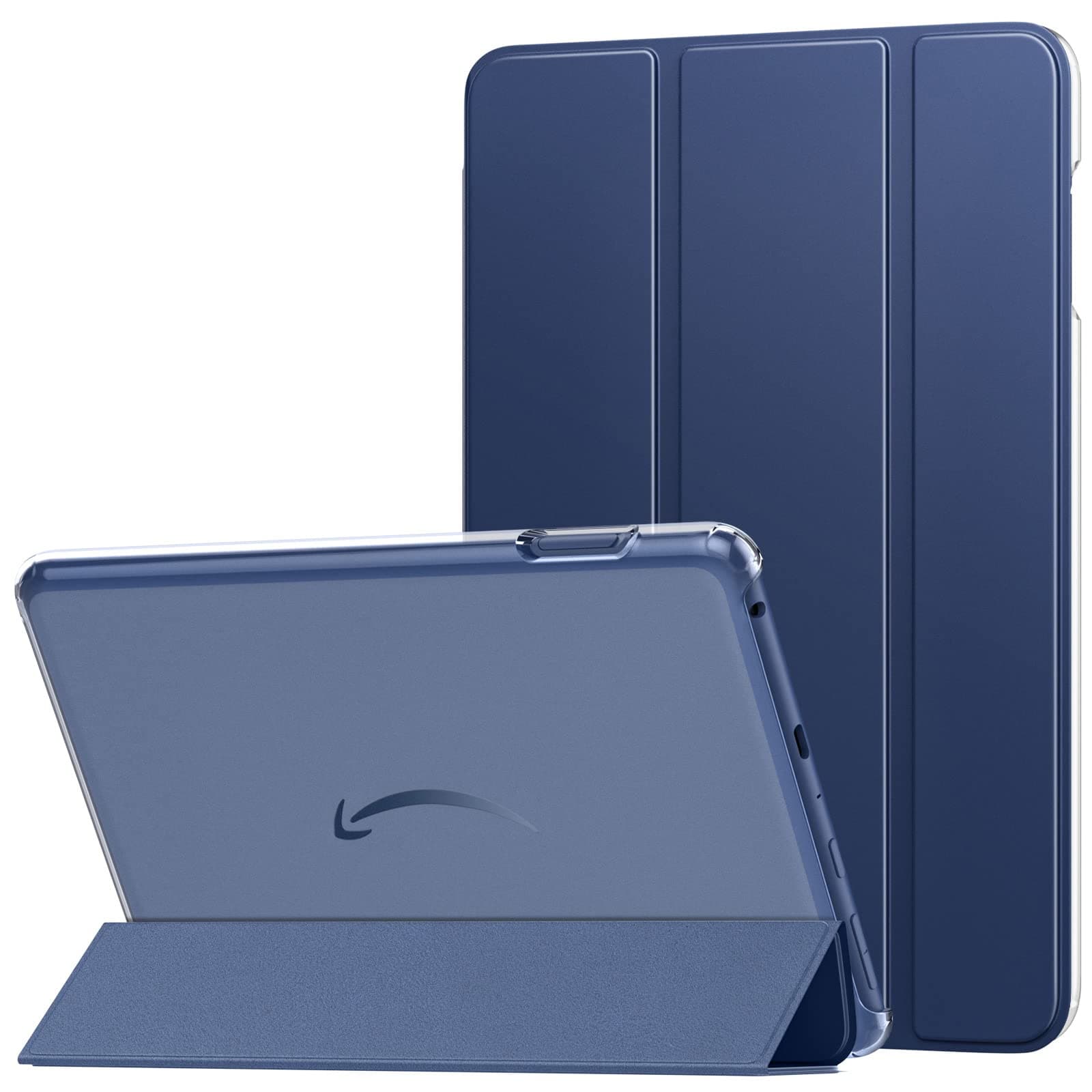 MoKo Case Fits All-New Amazon Fire HD 8 & 8 Plus Tablet (12/10th Gen, 2024/2022/2020)8",PU Leather Trifold Stand Cover with Translucent Frosted Backshell with Auto Wake/Sleep Function, Dark Blue
