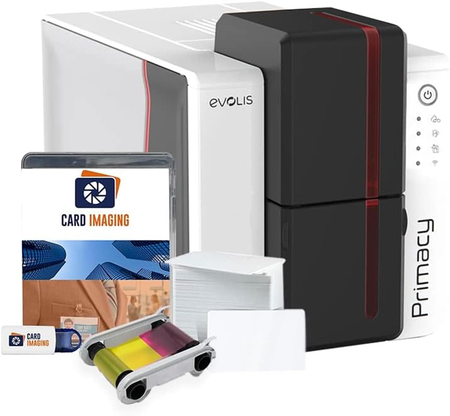 Card Imaging Evolis Primacy 2 Dual Sided ID Printer & Supplies Bundle Badge Machine (PM2-0025-A)