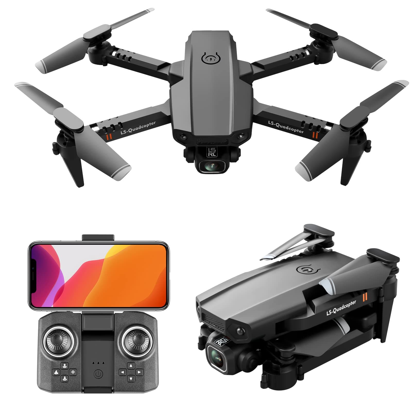 Mini Folding Drone,Drone with Multi-rotor UHD dual-lens aerial,4K pixel remote control toy airplane,360° 3D Flip,Gravity Control