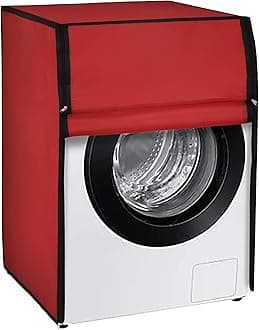Amazon Brand - Umi. Front Load Washing Machine Cover Suitable for LG 5.5 kg, 6 kg, 6.5 kg (Red, 50cms X 63cms X 81cms)