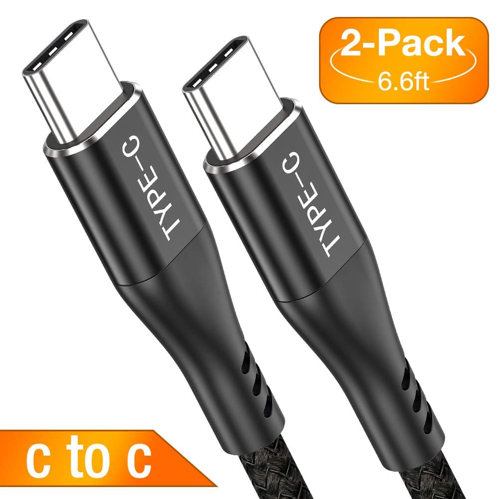 ALLEASA USB C to USB C Cable [2m/6.6ft 2-Pack] Type C to Type C Fast Charging Charger Braided Cable for Samsung Galaxy Note 10/Plus, Google Pixel 2/3/XL, Huawei Matebook, MacBook Air/Pro -Black