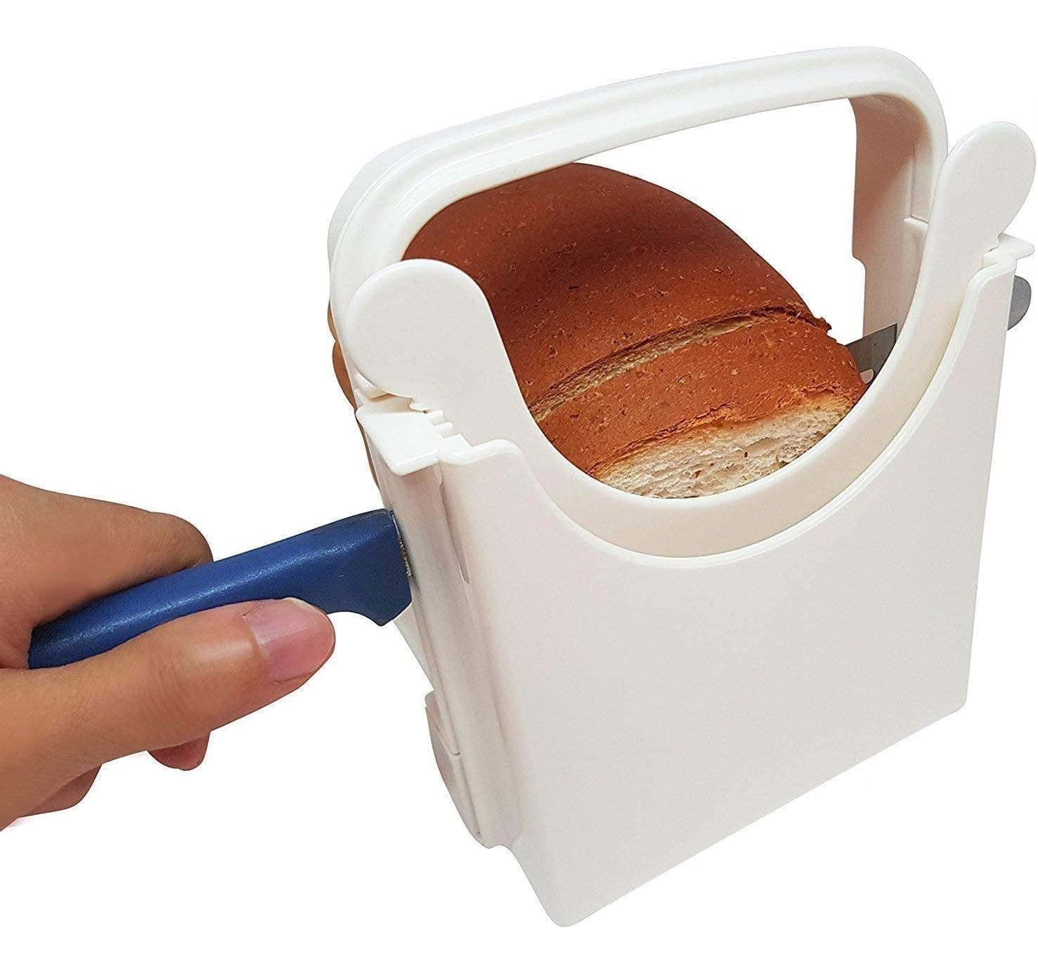 Bread Slicer Guide For Homemade Bread With Mini Bread Recipe E-Book | Loaf Cutter Machine - Foldable Adjustable & Customizable to 5 Thickness | Bagel/Sandwich/Toast Slicer |
