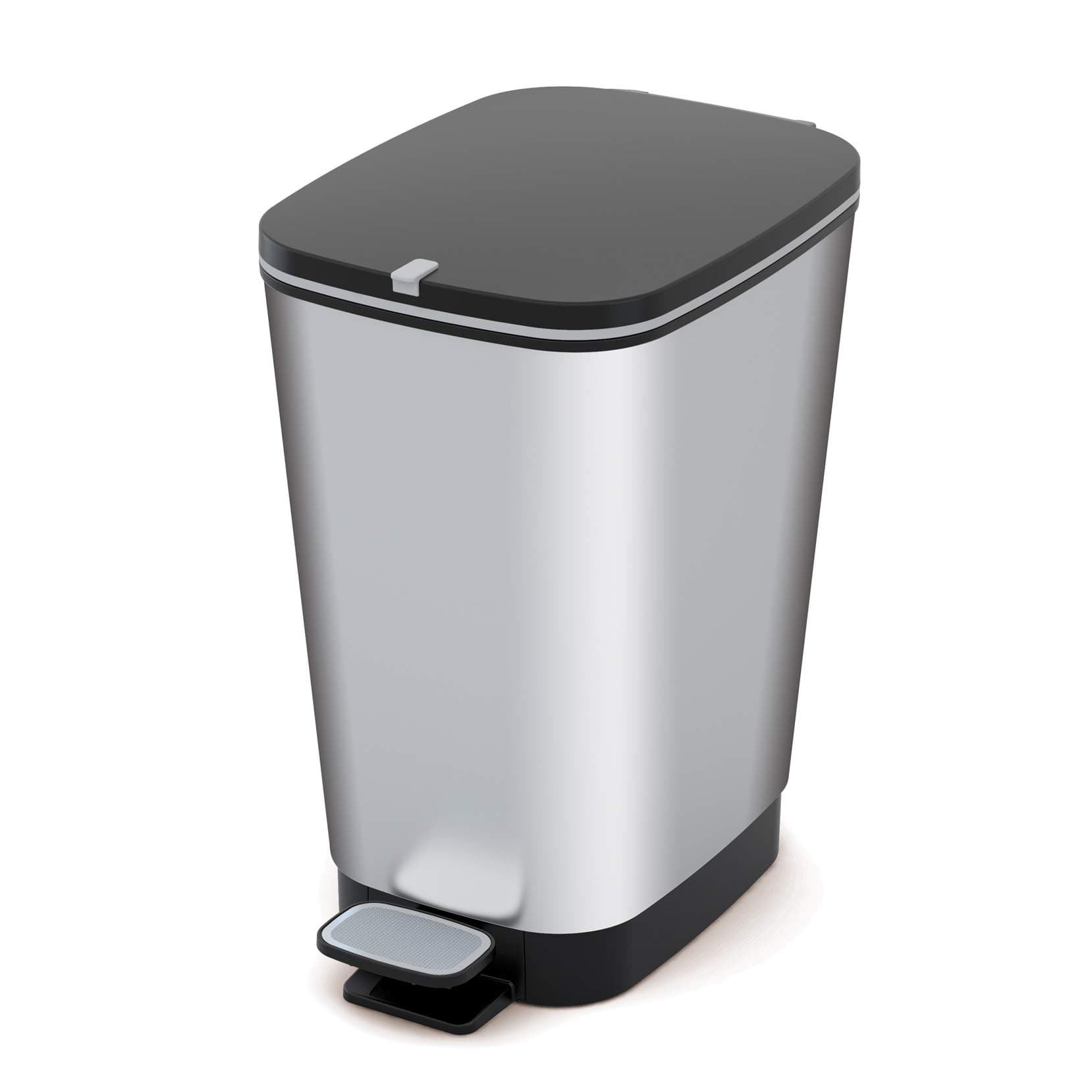 Kis Chic Waste Container, Silver, 10 lt. 18 X 27X 30 H