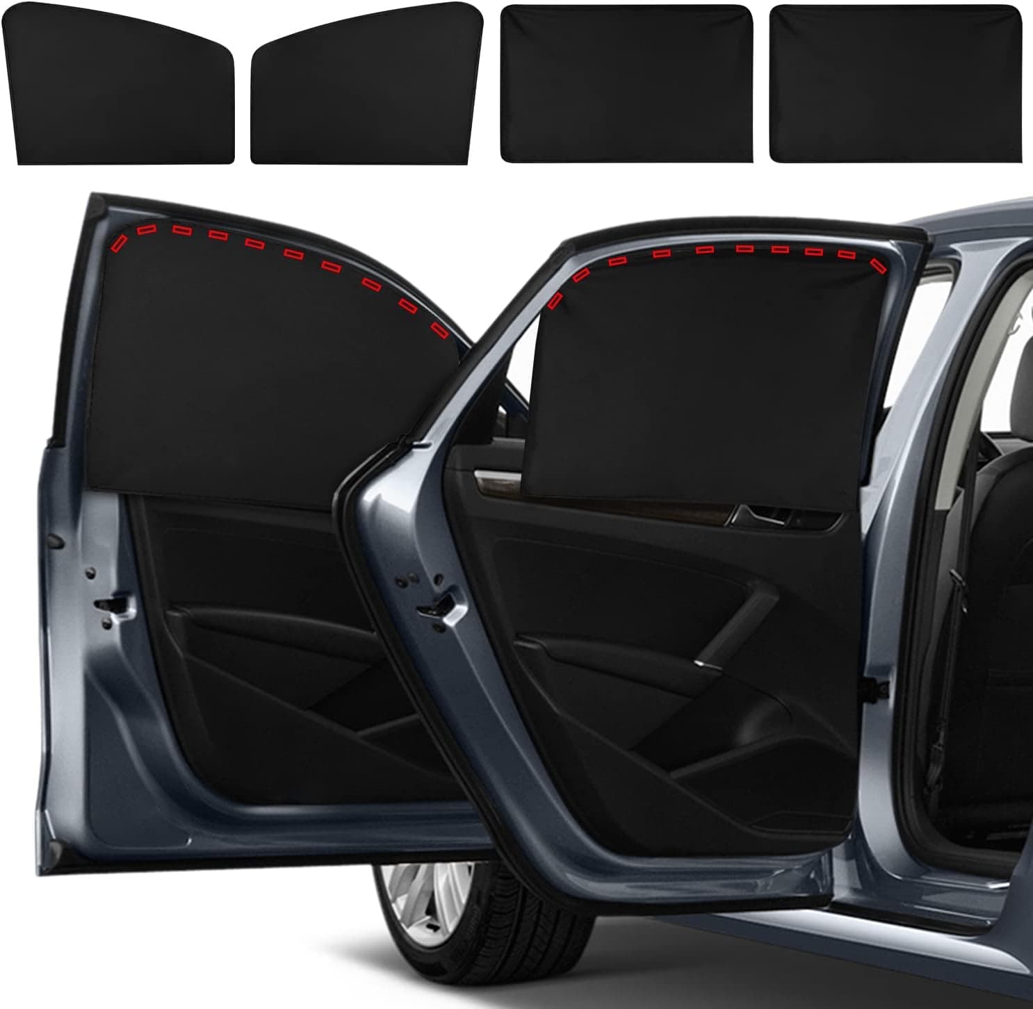 4 Pcs Car Side Window Sun Shades for Side Windows, Magnetic Car Window Covers, Universal UV Protection Automotive Window Sunshades, Window Sunshades Privacy Curtains