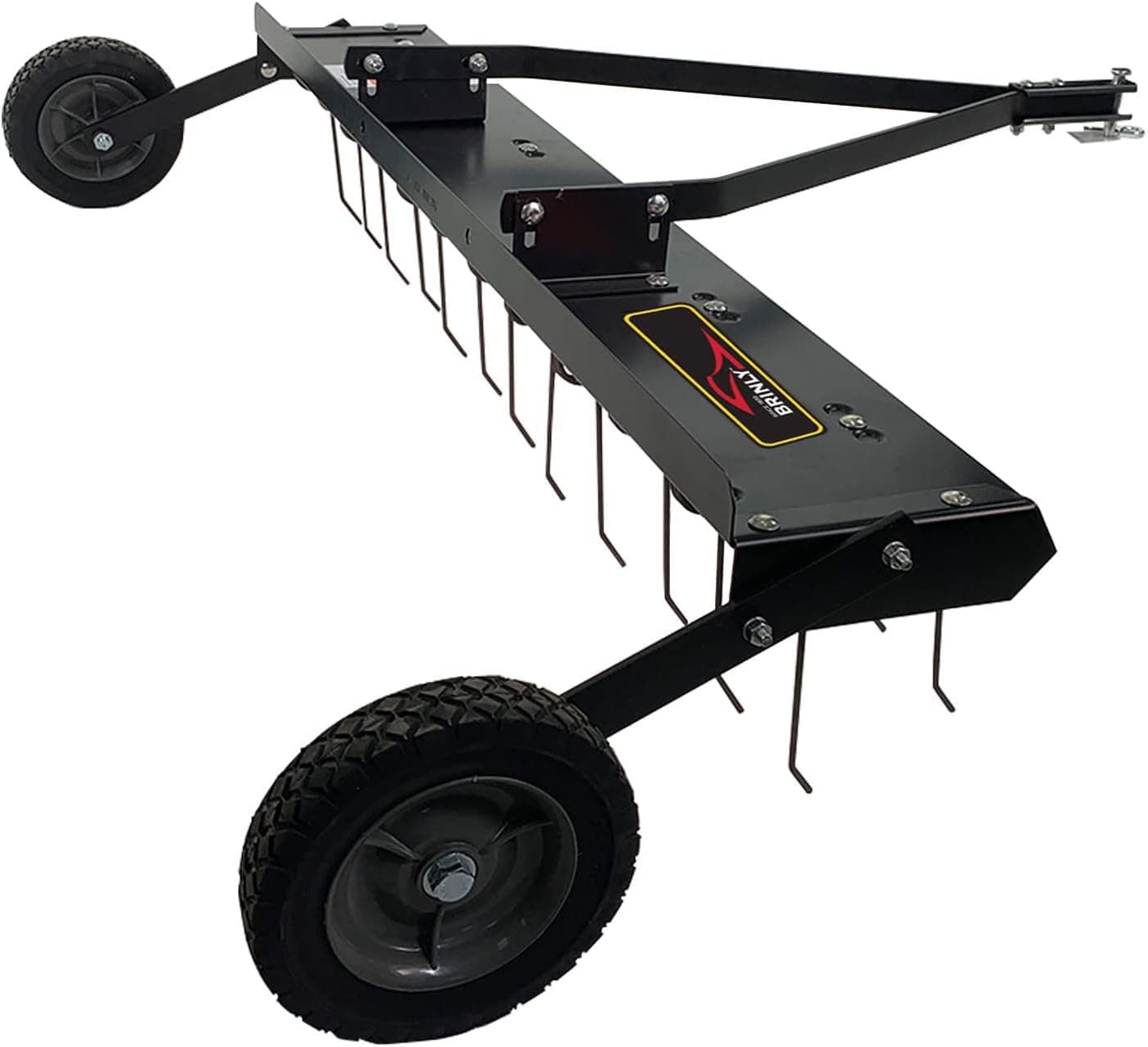 Brinly 48" Tow Behind Grass Dethatcher, Removes Thatch on Large Lawns in Less Time - Matte Black