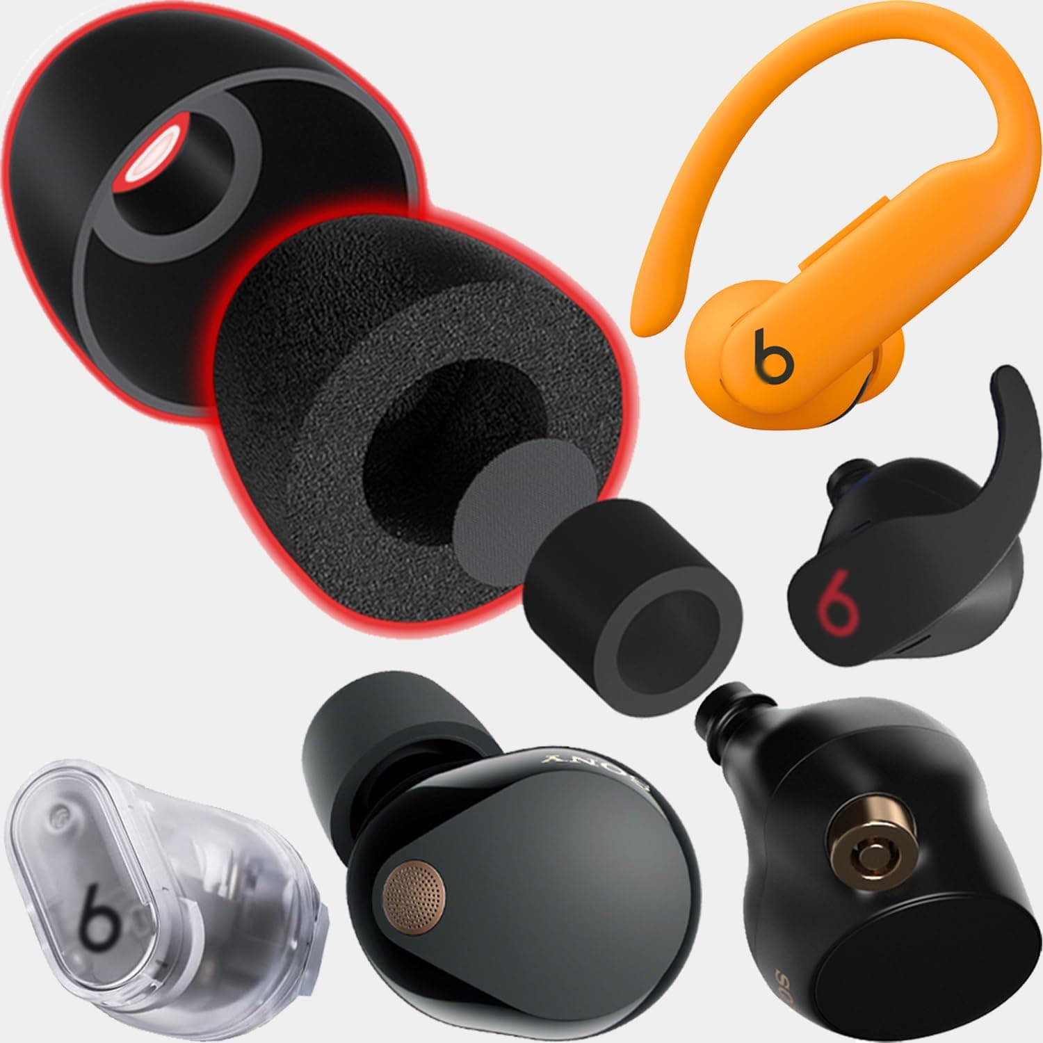 AirFoams Pro Universal Memory Foam Ear Tips w/Silicone Shield Patented for Sony WF-1000XM4, Beat Fit Pro, Beats Studio Buds, Buds 2 Pro, Jabra, Beats Flex. Replacement. Kickstarter. (SML)