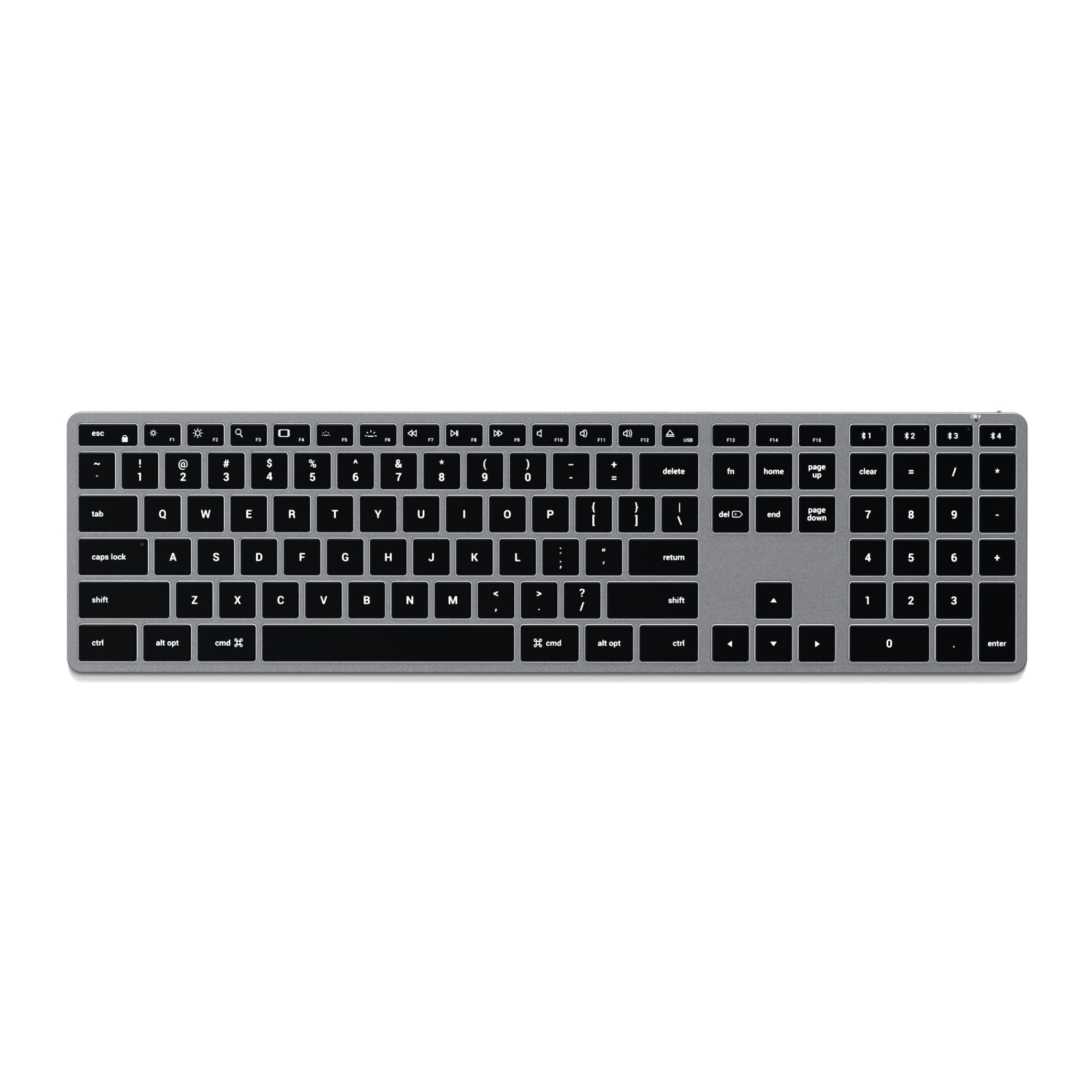 Slim X3 Bluetooth Backlit Keyboard for Mac, Illuminated Keys & Multi-Device Sync, for MacBook Air/Pro M5/M4, iPad Air/Pro M5/M4/M3, iPad mini, Mac mini, iMac - Space Gray