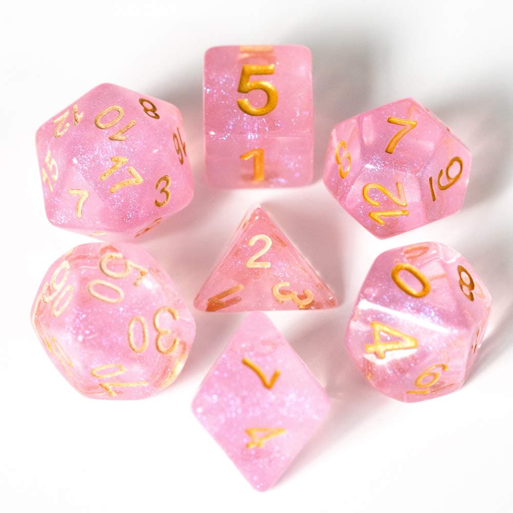 UDIXI Polyhedral DND Dice Sets Iridecent Transparent Discolored Dice for Dungeons and Dragons Pathfinder RPG MTG Table Gaming Dice(Pink Dice)