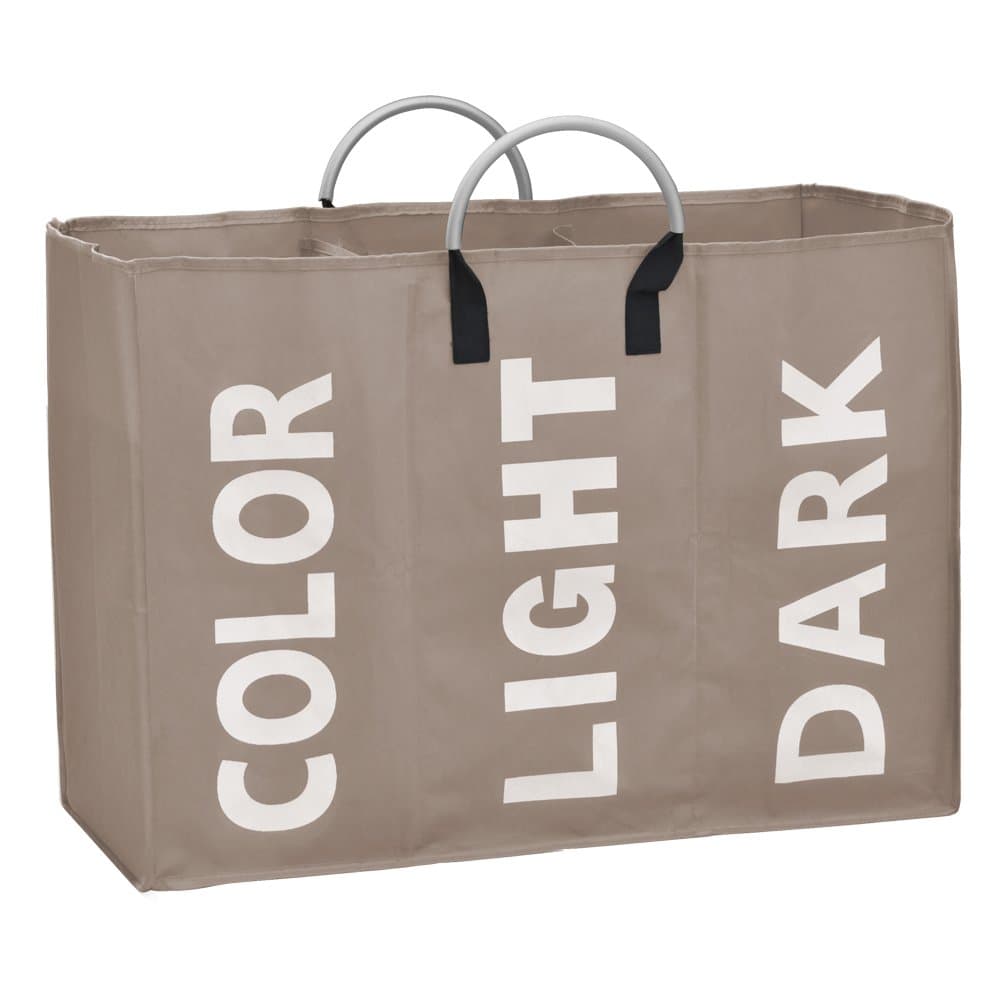 Tinxs Triple Laundry Bag Basket Folding Washing Bin (Coffee)