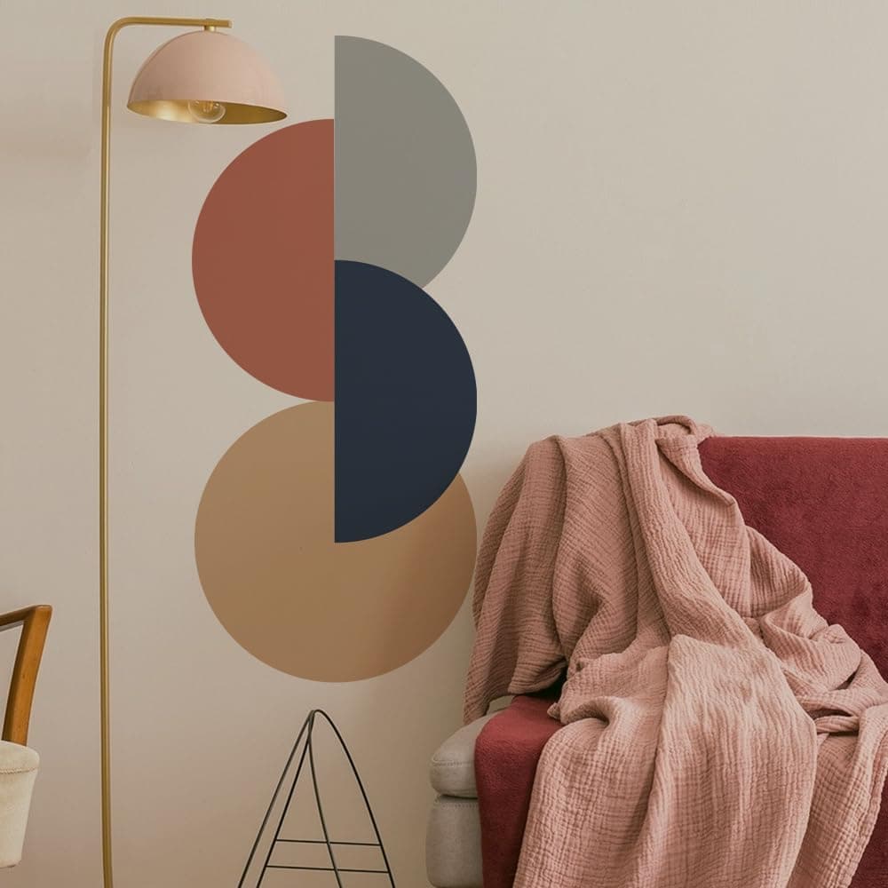 Runtoo Boho Circle Wall Decals Retro Abstract Wall Art Stickers Living Room Bedroom Nursery Home Decor