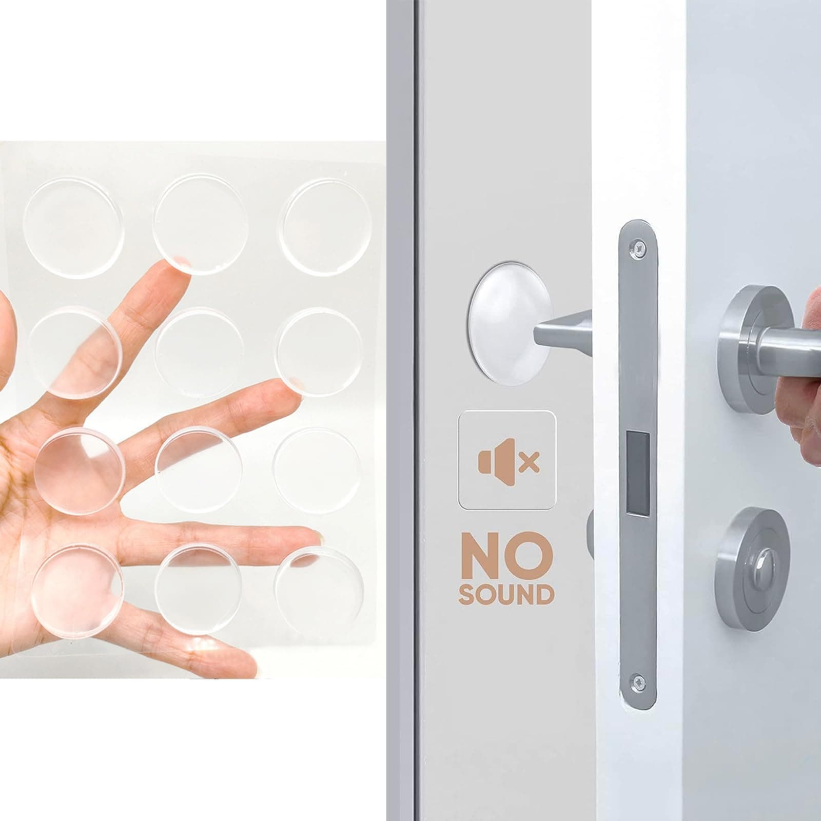 Door Stoppers Wall Protector,Door Knob Wall Shield,12Pcs Reusable Door Bumper with Self Strong Adhesive,Rubber Bumpers,Transparent Wall Shield Cushions,Shock Absorben Gel,Quiet (M Round(1.18''))
