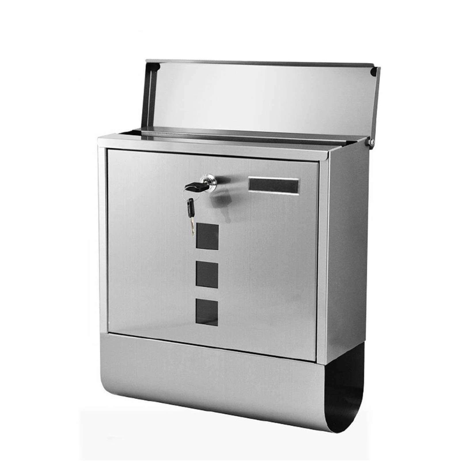 WYKDL Wall Mounted Mailbox Stainless Steel Mailbox Locking Vertical Mailbox Modern Postbox Silver