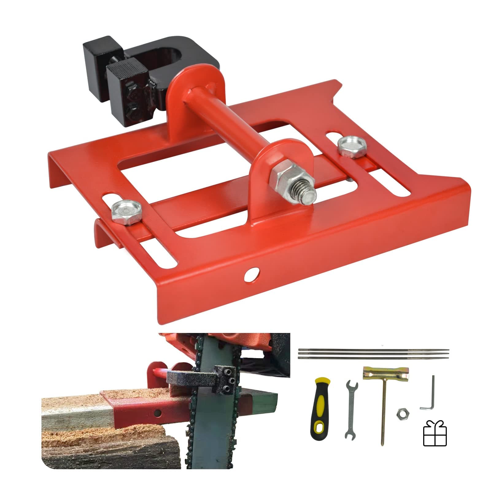 SurmountWay Chainsaw Mill Guide, Portable Vertical Lumber Cutting Guide, Timber Chainsaw Mill Attachment with Cutting Width 2"-6" for Lumber Sawmill Woodworkers and Builders (RED)