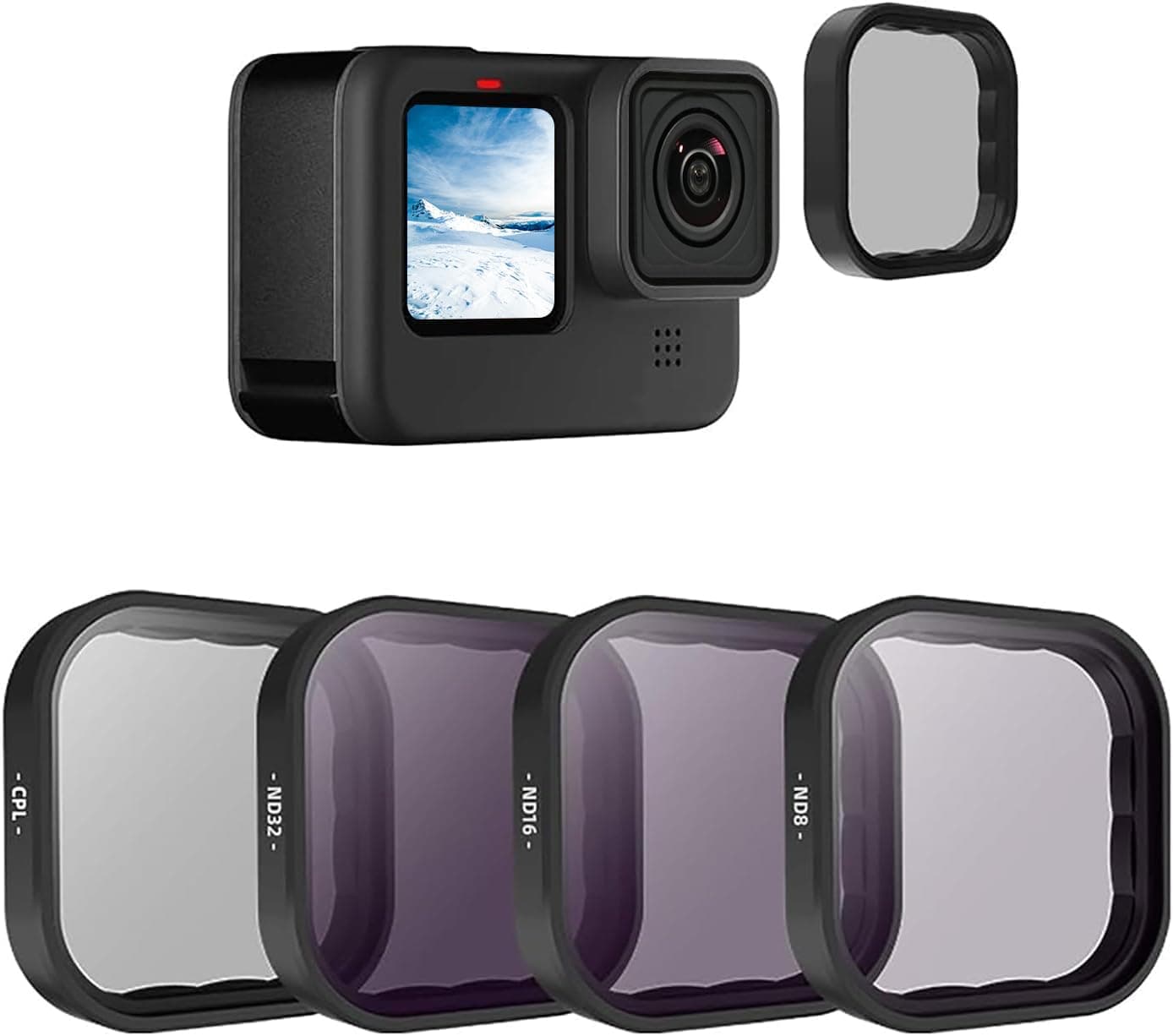 4-Pack Lens Filter CPL ND8 ND16 ND32 Compatible for GoPro Hero 10/9 Black, Neutral Density and Polarizing Lens Filter Kit Lens Protector for Go Pro 10/9 Accessories