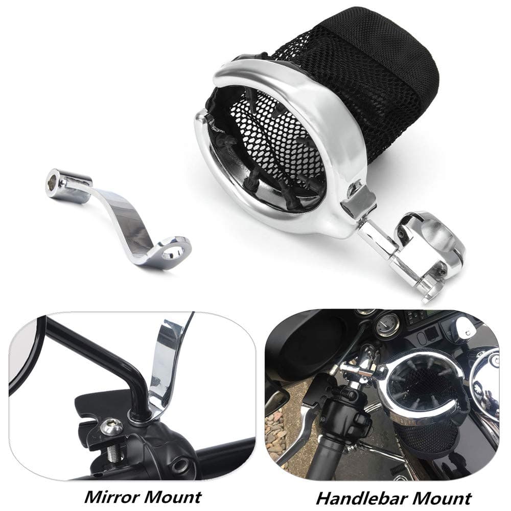 Issyzone Motorcycle Cup Holder Handlebar Drink Holder Mountable 7/8'' for Road King Sportster Dyna Softail V-Rod Cup Holder