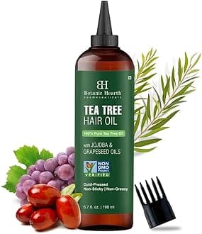 Botanic Hearth Tea Tree Oil for Hair | 200 ML |With Argan, Jojoba & Grapeseed Oils | Soothes Itchy Scalp & Fights Dandruff | Non GMO Verified |
