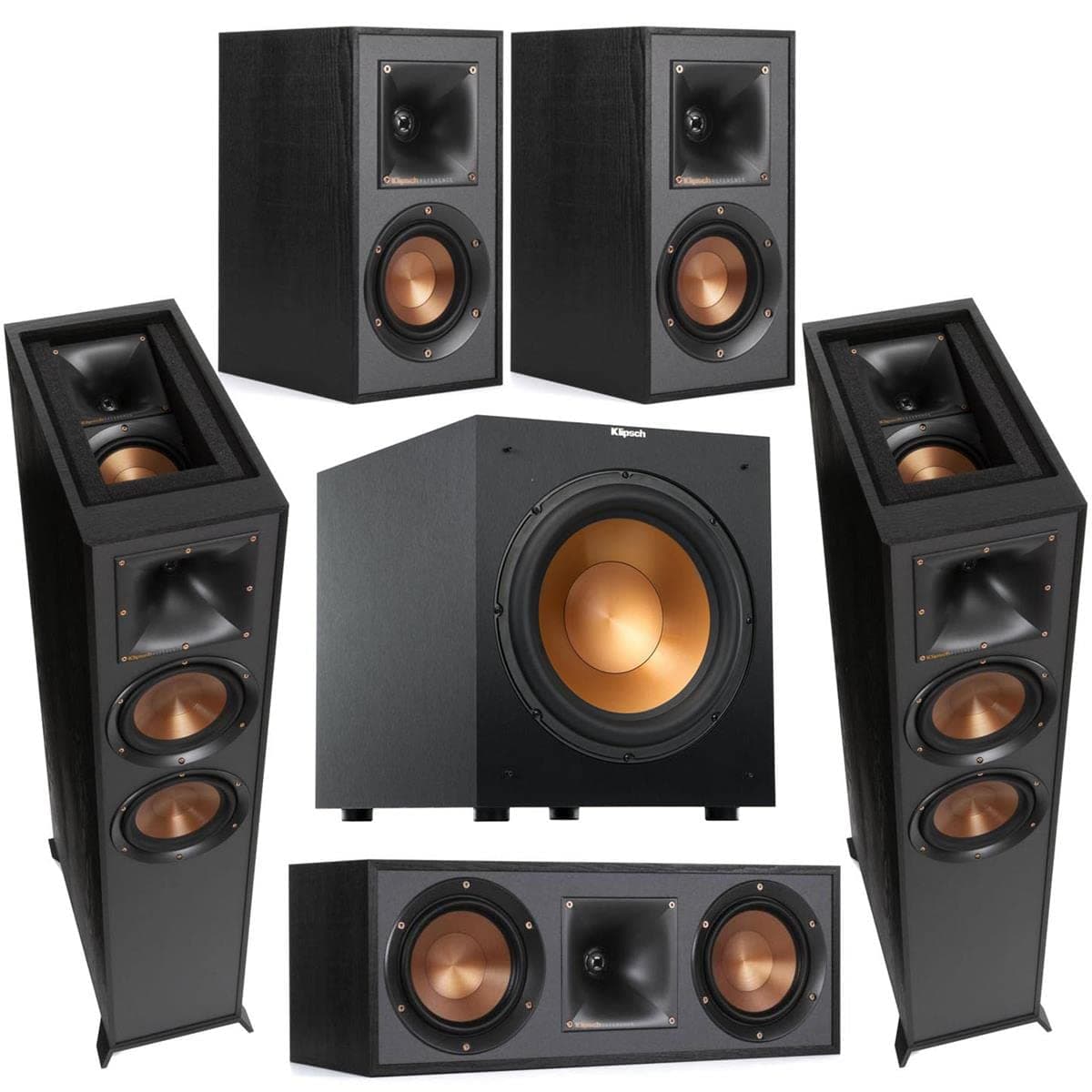 Reference 5.1 Dolby Atmos Home Theater System with R-625FA Floorstanding Speakers, R-52C Center, R-41M Surrounds & R-12SW 12" Powered Subwoofer, Black (Speaker System + Subwoofer)