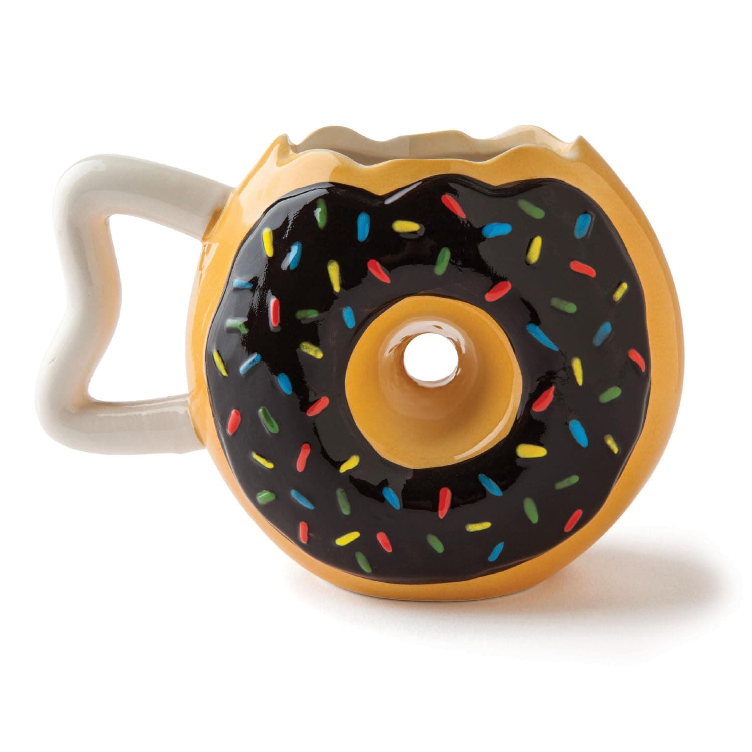 Sprinkle Donut Coffee Mug, Fun Novelty Doughnut Shaped Cup, Fun Gift for Dessert Lovers, Ceramic, 12 Ounces