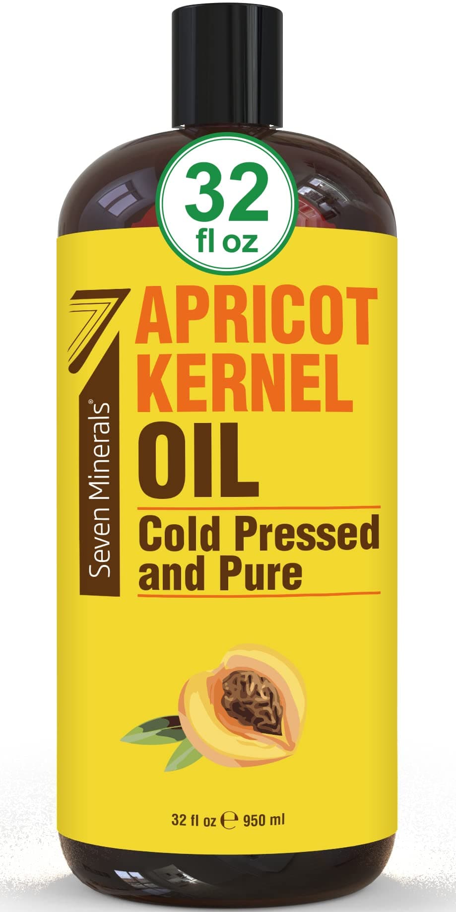 Pure Cold Pressed Apricot Kernel Oil - Big 32 fl oz Bottle - Non-GMO, Hexane Free, Natural & Lightweight Moisturizer for All Skin Types - Perfect Carrier Oil for Massage Therapy and Aromatherapy
