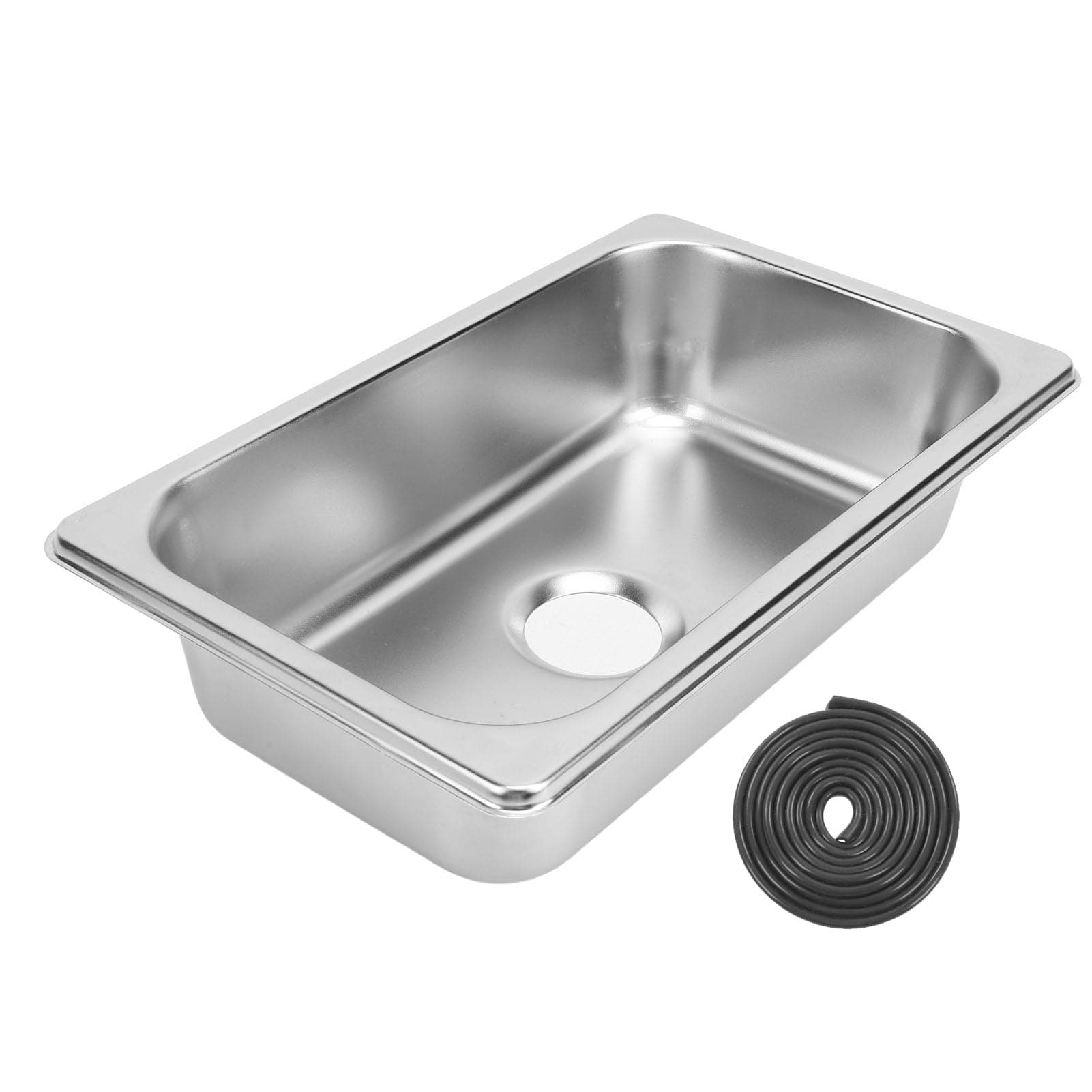 Stainless Steel Bar Sink, Single Bowl Rectangular Hand Wash Basin with 40mm Sewer Outlet, Small Single Bowl Sink for Boat Caravan Yachts Boats (Polished)