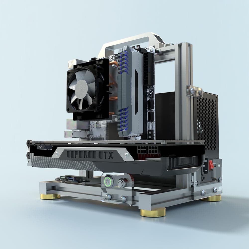 DIY Open Frame PC Chassis, Aluminum Computer Case, Supports ITX Motherboard, Excellent Cooling, Type-C Support