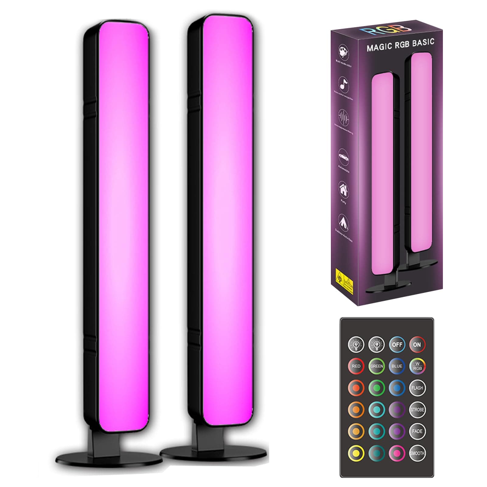 Beauenty Desk Atmosphere Lights 2 Pack,Gaming LED Light Bars With Remote Control,Adjustable Multicolour And Brightness