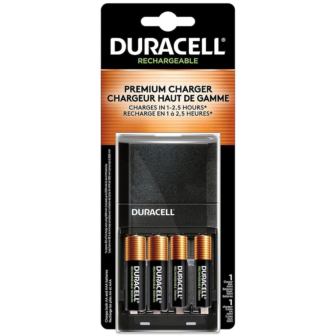 Duracell CEF27 ION speed 4000 Hi-Performance Charger, Includes 2 AA and 2 AAA NiMH Batteries
