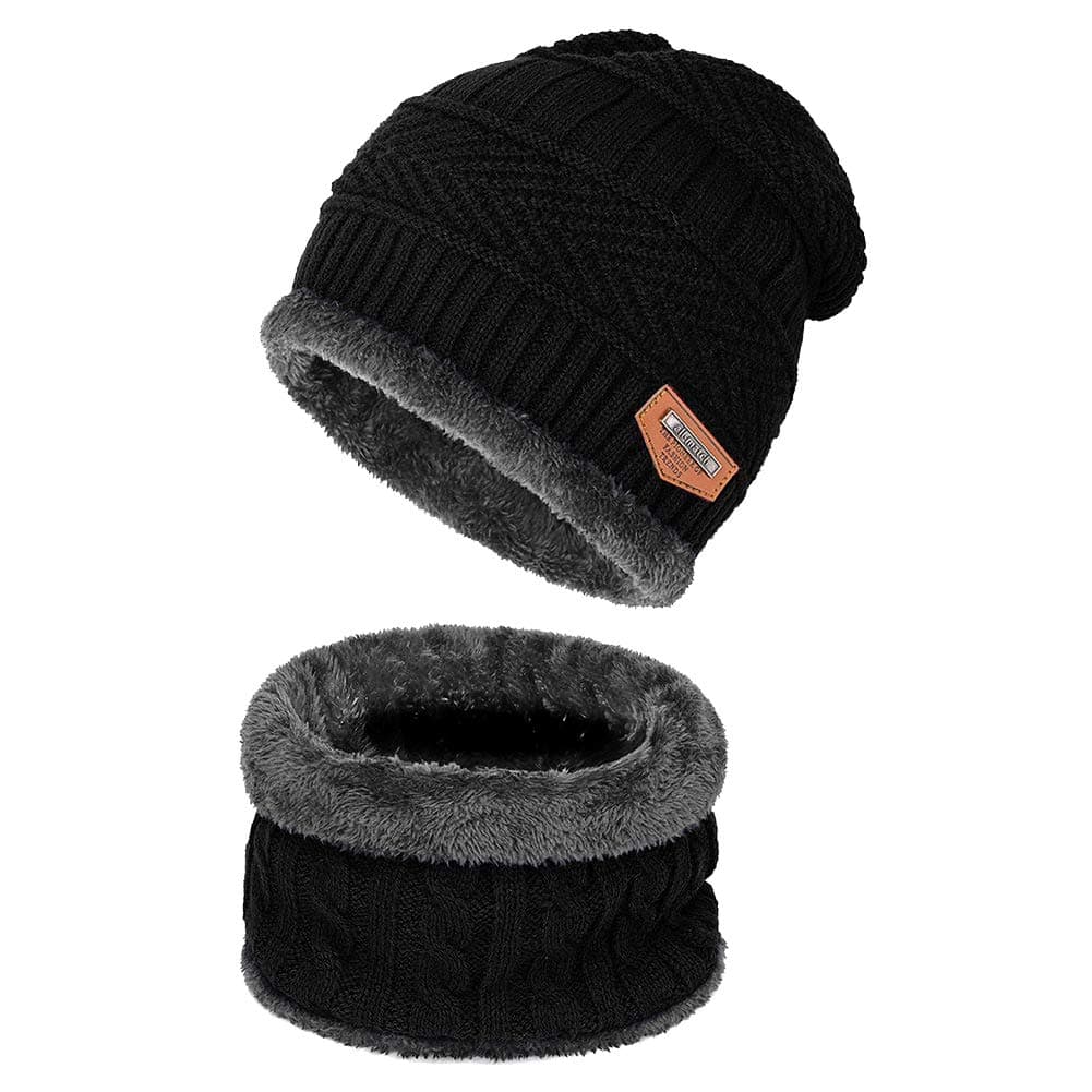 SD SHADOW DOMAIN Warm Winter Hat and Scarf Set - Modern Knitted Caps for Men and Women