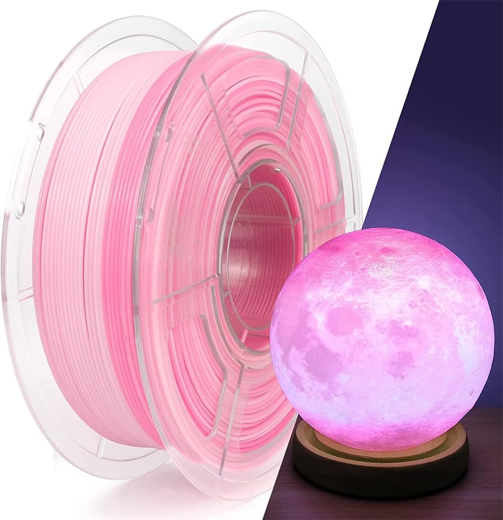 Gradient Translucent PETG 3D Printer Filament, Azonee PETG Filament 1.75mm, Color Change Filament Pink & White, Multicolor Filament PETG 1.75mm 1Kg Spool for Most 3D Printers