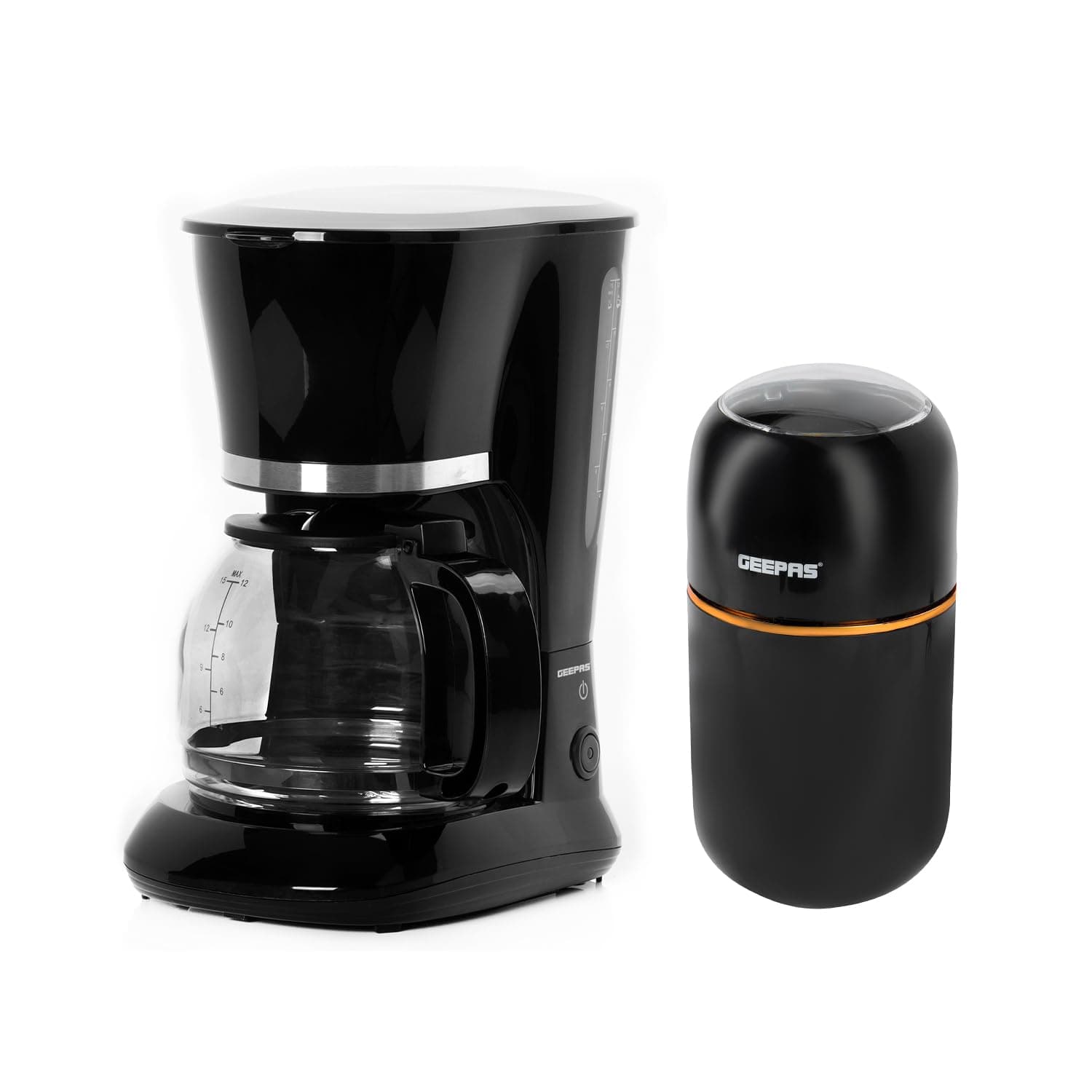 1.5L Filter Coffee Machine & Coffee Grinder 80g Capacity Combo Set | 800W Coffee Maker for Instant Coffee, Espresso, Macchiato | 200W Electric Coffee Grinder for Dried Spice Nuts Herbs | Black