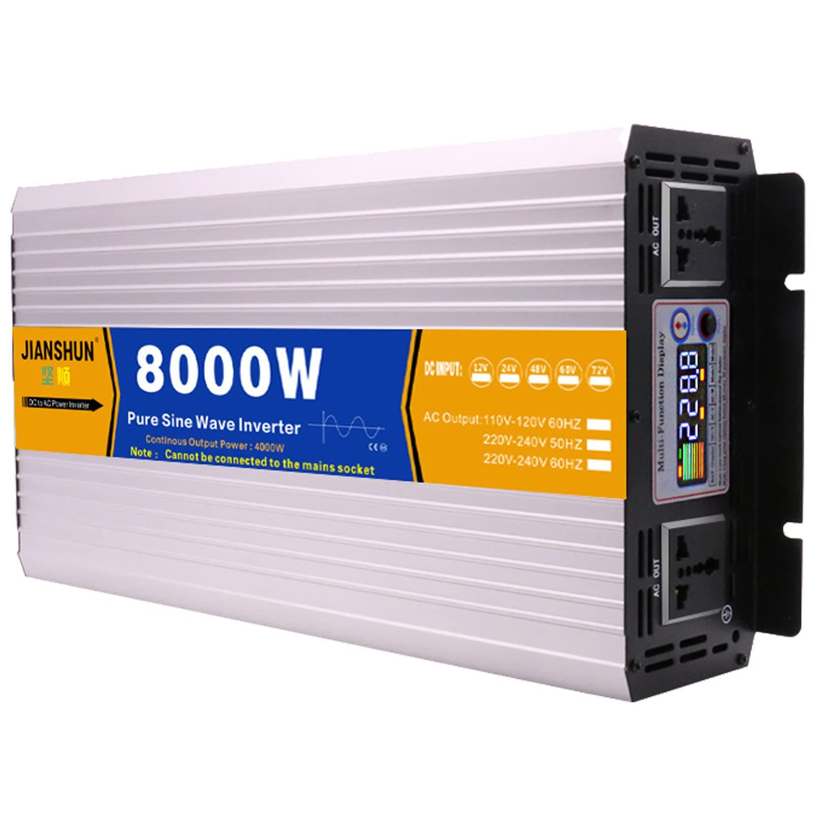 ELOMAS 3000W 4000W 5000W 6000W 8000W Pure Sine Wave Inverter Dc 12V 24V 48V To Ac 110V 220V Solar Inverter Converters Voltage Transformer For Home,Rv,Truck,Off-Grid Solar,8000W-12Vto220V