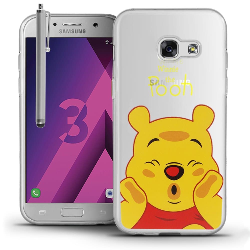HCN PHONE Samsung Galaxy A3 (2017) 4.7" A320F Case silicone cover TPU Transparent Ultra-Fine Drawing animated pretty Theme Christmas for samsung galaxy a3 (2017) 4.7" A320F - Winnie the Pooh + stylus