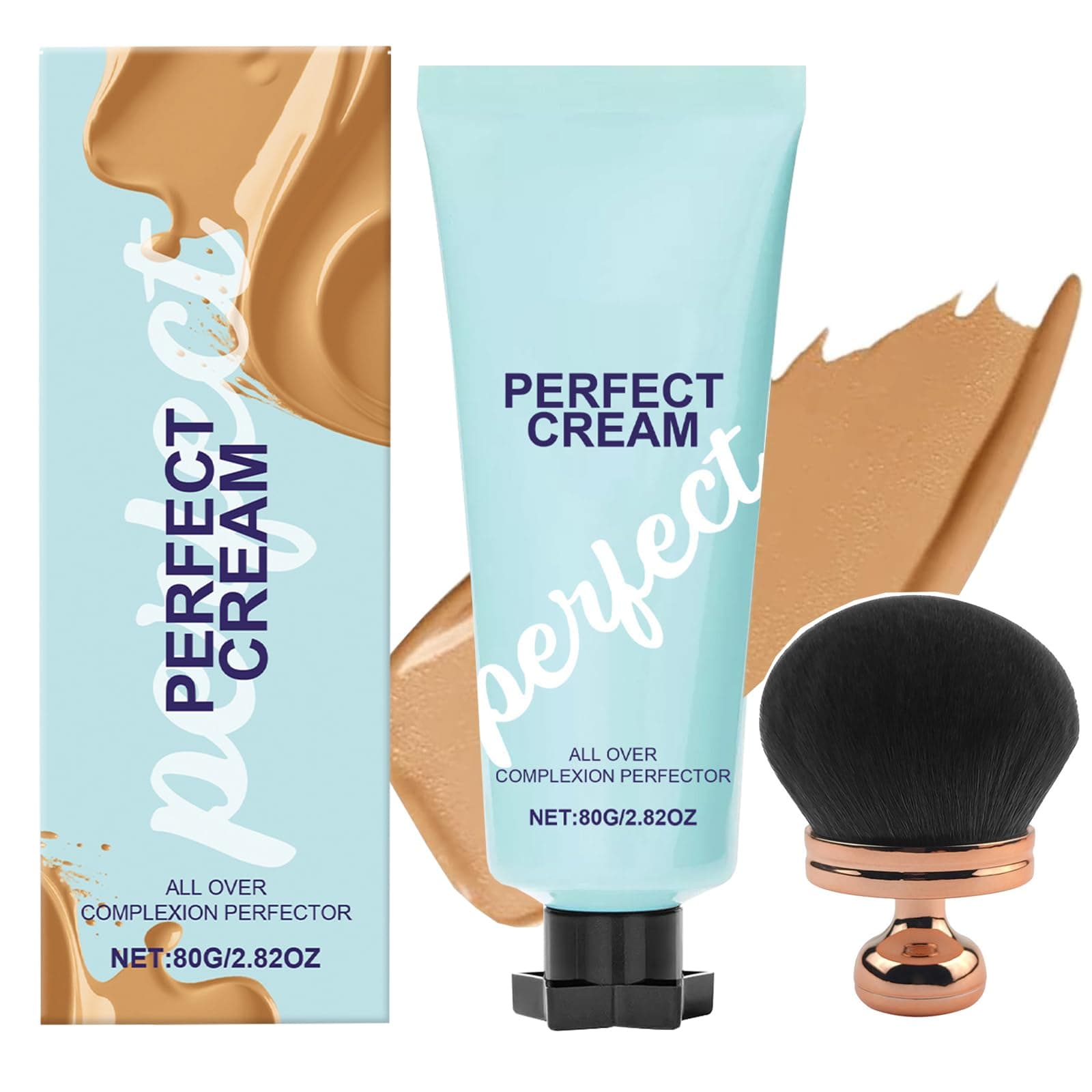 All over Complexion Perfector with Extra Large Body Makeup Brush, Body Full Coverage Perfector, Tattoo Cover up Cream, No Transfer, Long-Lasting Sweat-Proof Waterproof Concealer for Women (Medium)