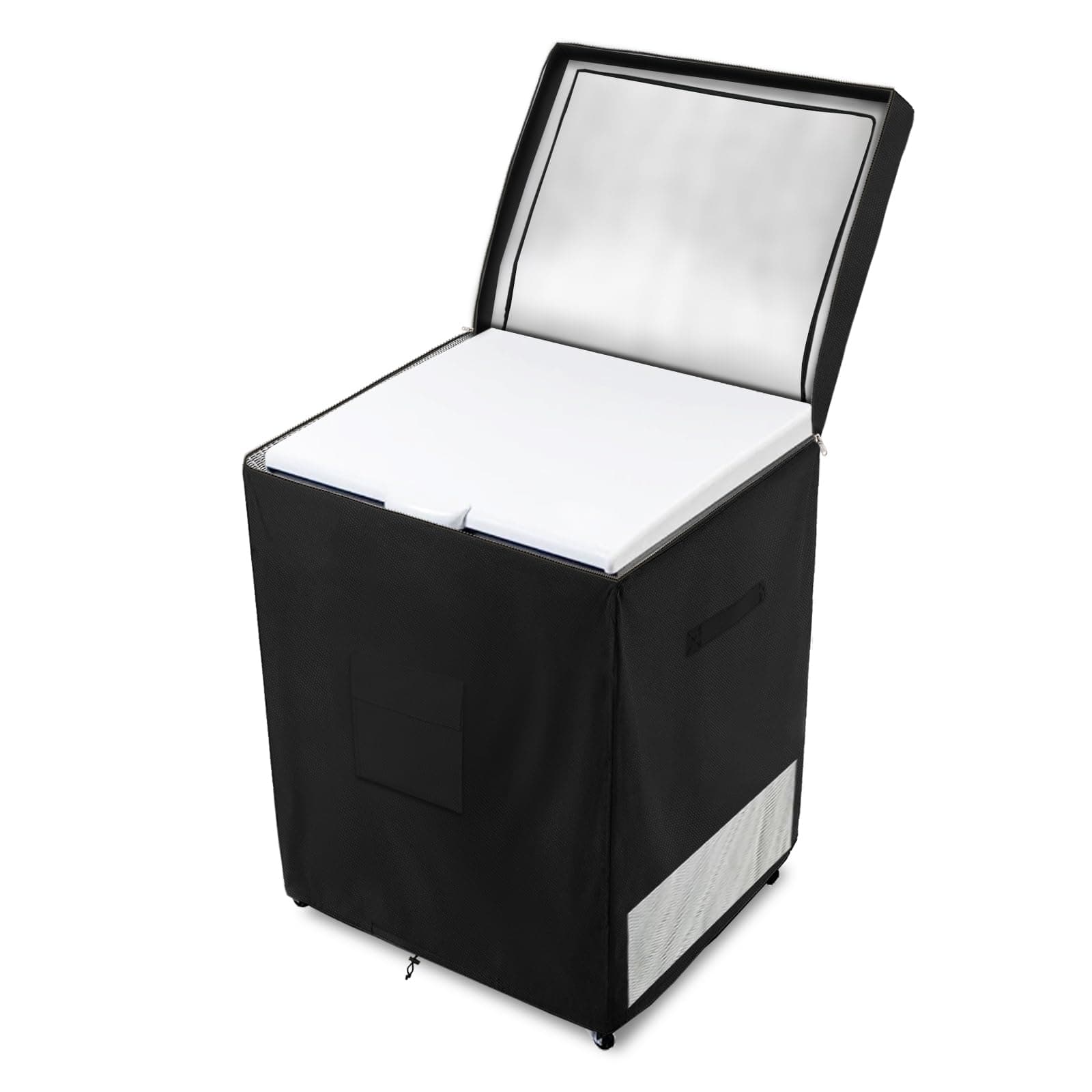 Deep Freezer Covers for Outside,Heavy Duty 600D Durable Chest Freezer Cover Waterproof,Outdoor Freezer Covers for Outside 3.5 Cubic Feet Chest Freezer,Top with Zipper to Open(23"W x 23"D x 34"H,Black)