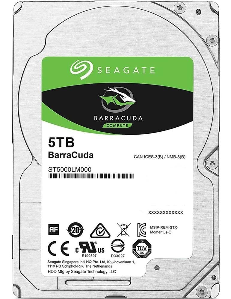 Seagate BarraCuda 5TB Internal Hard Drive HDD – 2.5 Inch SATA 6Gb/s 5400 RPM 128MB Cache for Computer Desktop PC (ST5000LM000)