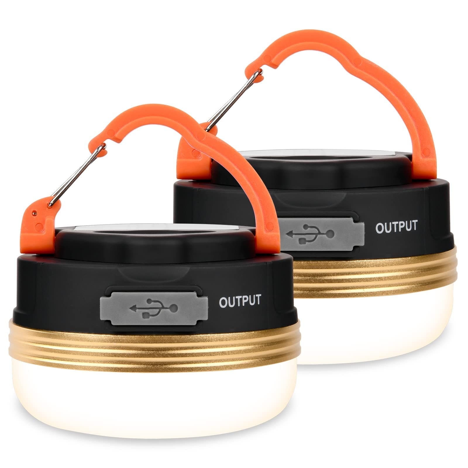 flintronic 2PCS Camping Lantern, Camping Light USB Rechargeable Glare LED Tent Light with Magnetic Base, Waterproof Portable Outdoor Tent Light, 3 Modes with SOS for Hiking Fishing Emergency Home