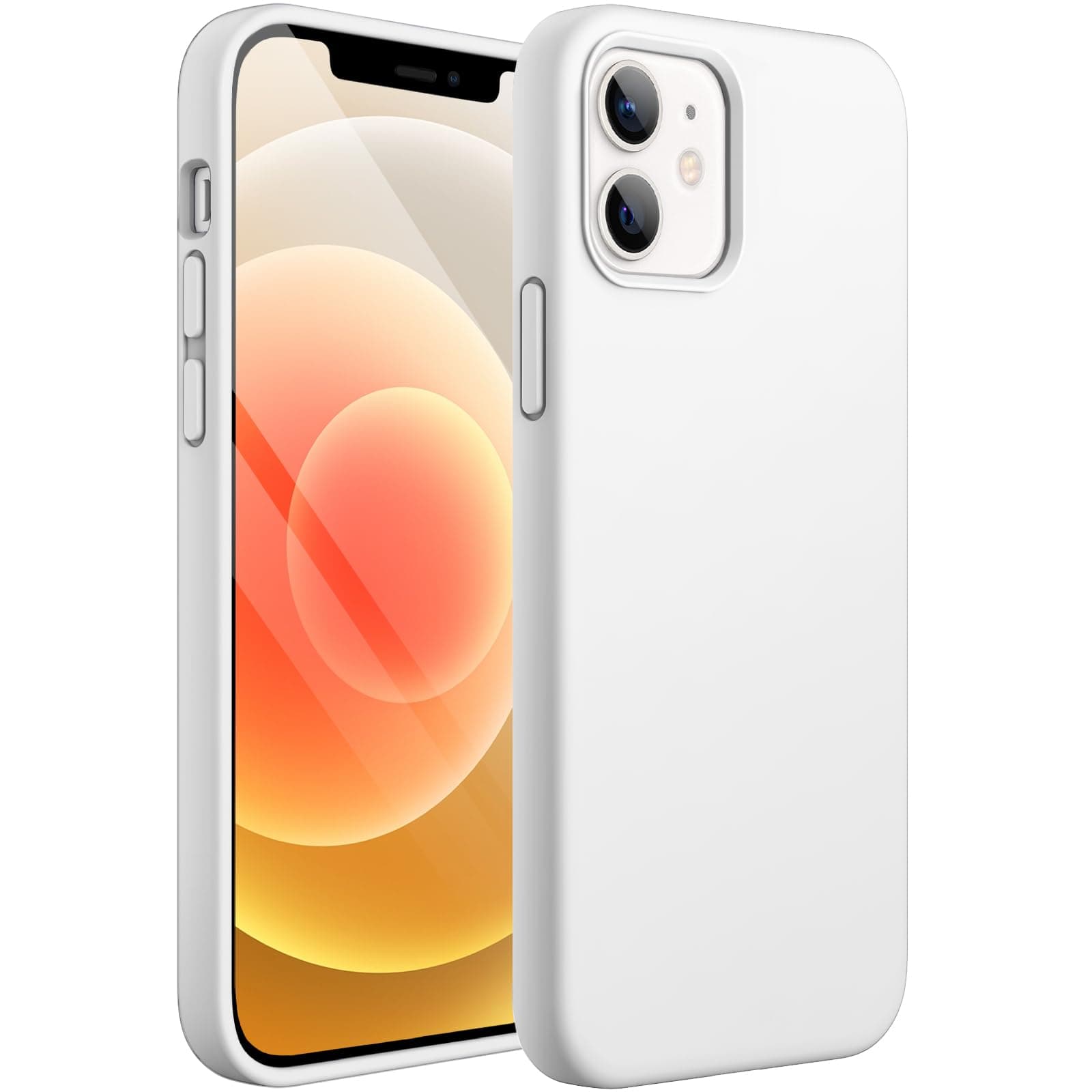 – Silicone Case for iPhone 12/12 Pro 6.1-Inch, Silky-Soft Touch Full-Body Protective Phone Case, Shockproof Cover with Microfiber Lining (White)