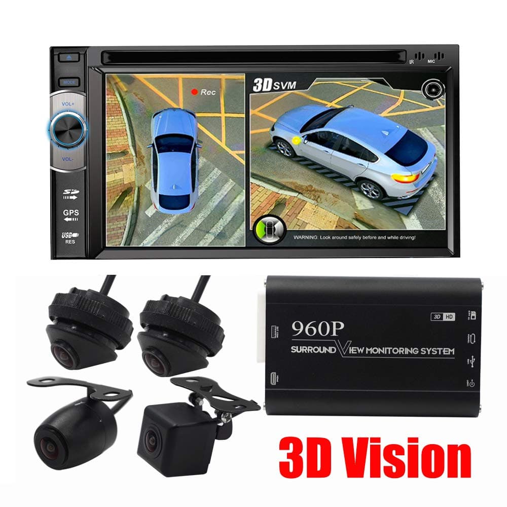 Panoramic Rearview Camera 360 Degree Seamless Surround View Digital Video Recorder Parking System, Auto Car Camera All Round Night Vision Waterproof Reverse Camera