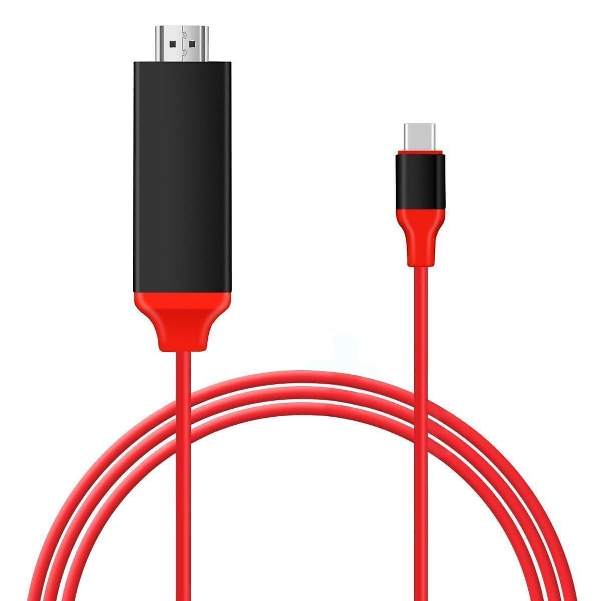 4K USB C to HDMI Cable for Galaxy S8 no need to set up usb-c to hdmi adapter USB 3.1 Type C to HDTV Cable For phone notebook the New Mac-book Chrome-book Pixel Plug and Play and more(red)