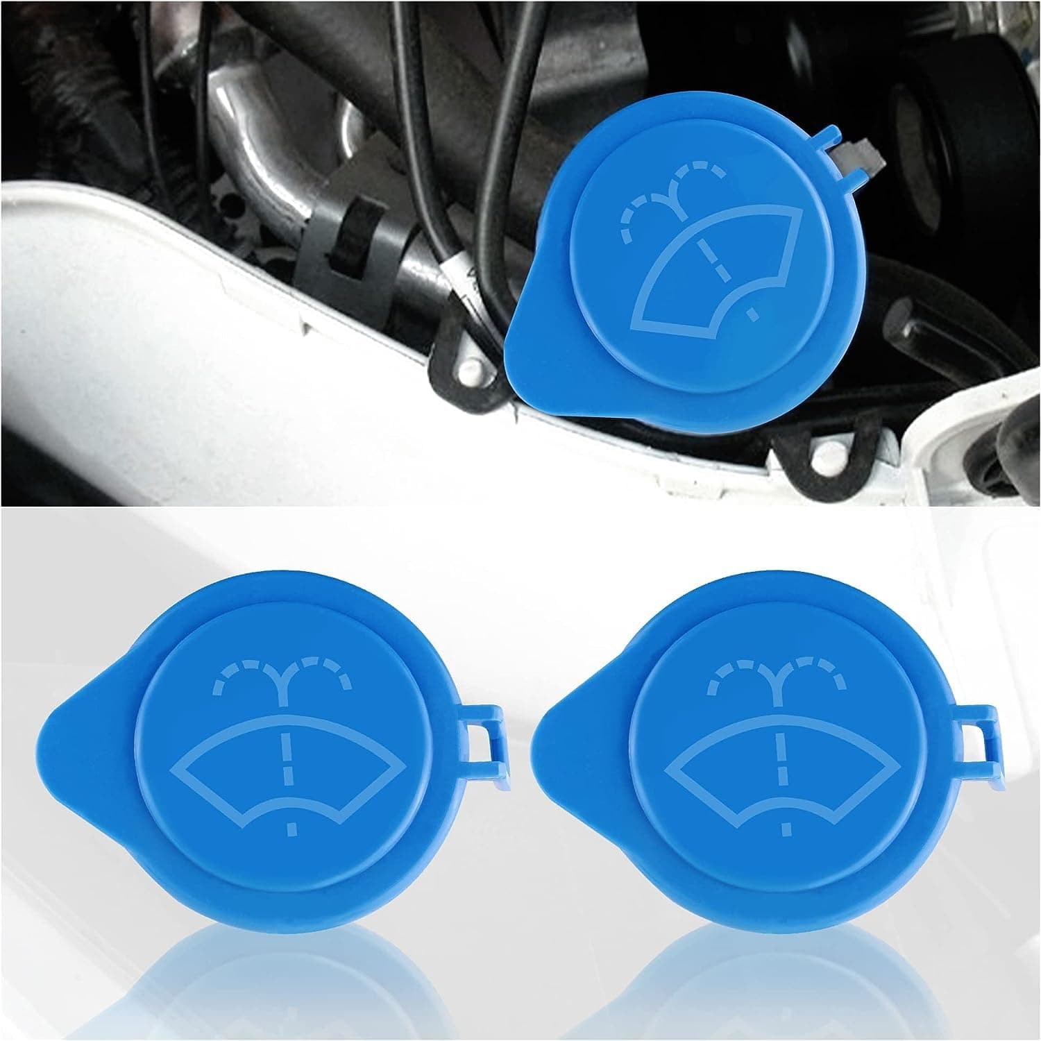 Windshield Wiper Washer Fluid Reservoir Tank Bottle Cap, Replacement Windshield Wiper Washer Fluid Reservoir Tank Bottle Cap Compatible for Ford Focus 2011-2015,Citroen C5 C6, OEM: #1708196(2Pcs)