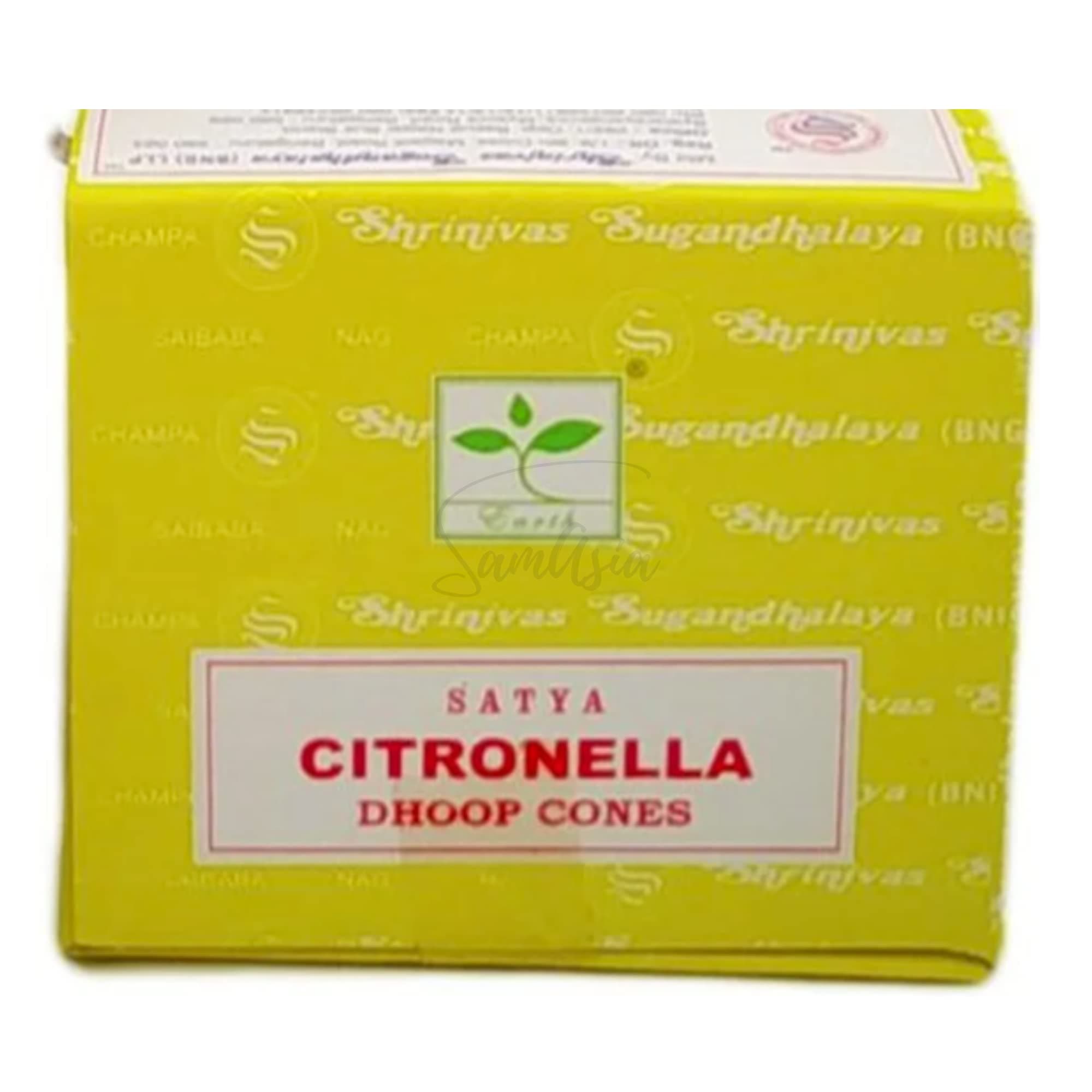 Satya Citronella Incense Cone x1 pack, used for Aromatherapy, Spa, Yoga, Weddings, Reiki, Meditation, Healing by SAMASIA