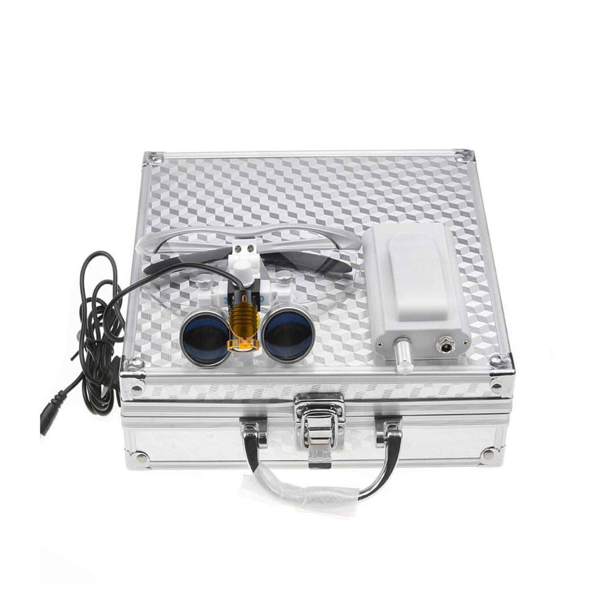 BONEW 3.5X Loupes Head Lamp with Filter Clip-on Type Carry Type + Aluminum Box DY-004 (Silver)